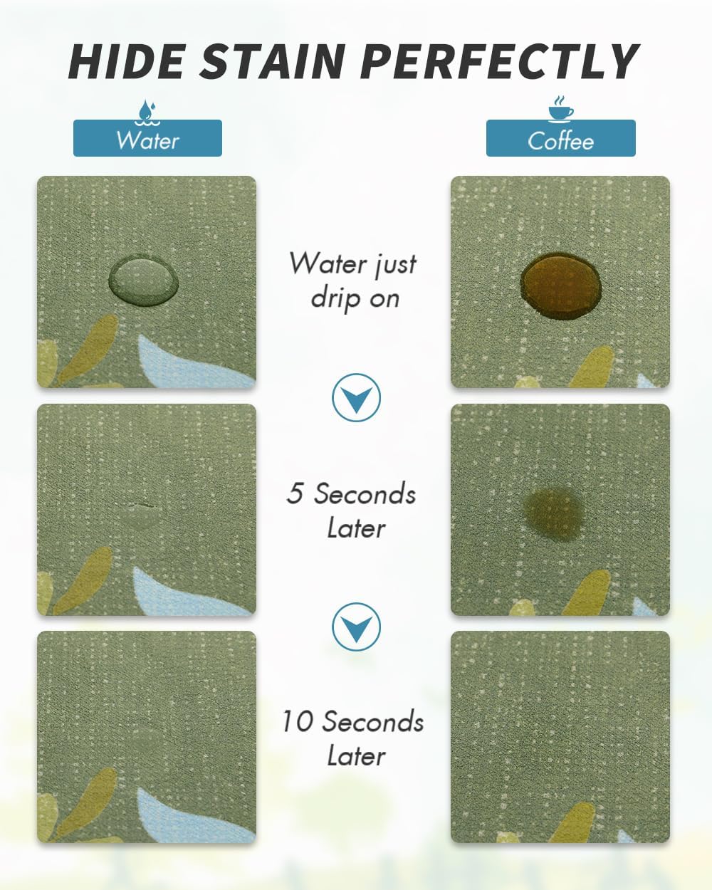 AMOAMI Coffee Mat Hide Stain Rubber Backed Absorbent Dish Drying Mat for Kitchen Counter - Fits Under Coffee Maker - Floral GREEN 12X19