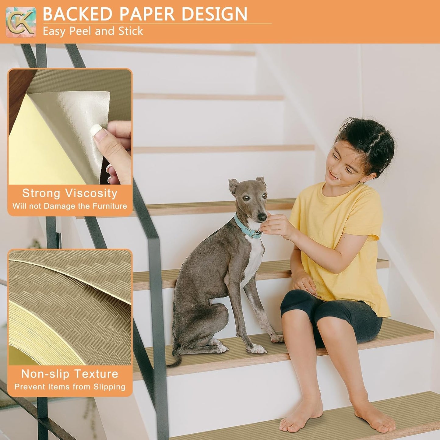 Self-Adhesive Shelf Liner Kitchen Liner, Waterproof Backed Paper Easy Peel and Stick Contact Liner Without Residue for Decor Your Desk Surface, Kitchen Countertops (Dark Khaki, 23.6 x 393.7 inches)