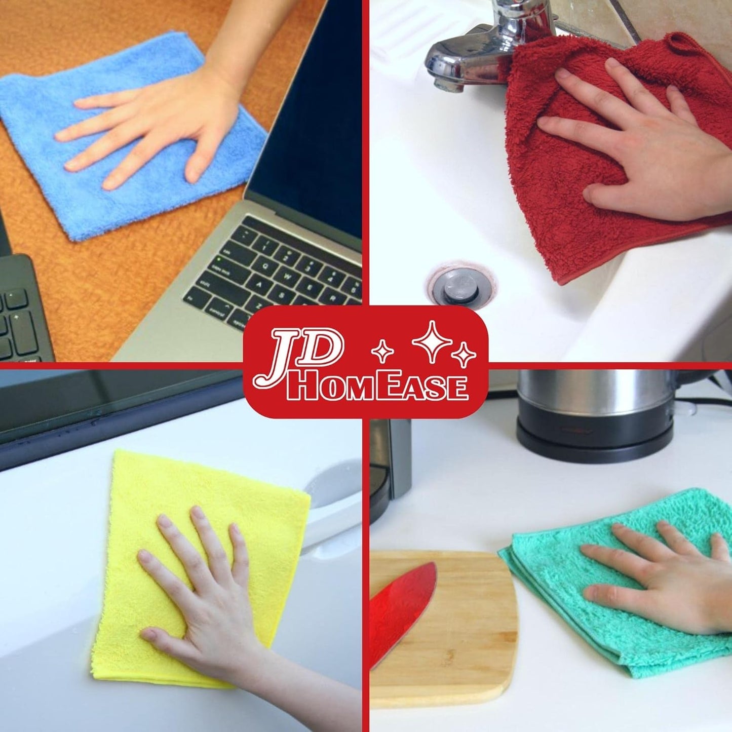 Microfiber Cleaning Cloths,48 Pack, 16"x16", All-Purpose, Softer, Highly Absorbent, Lint-Free, Reusable, Washable Pro Towels, Blue, for House, Kitchen, Bathroom, Car, Office