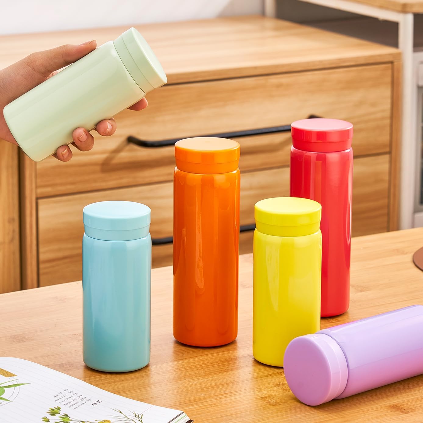 10oz Mini Water Bottle Stainless Steel Thermos Small Flask - Insulated Vacuum, Leak Proof, Keeps Drinks Hot/Cold - Ideal for Coffee, Tea, Water - Light green