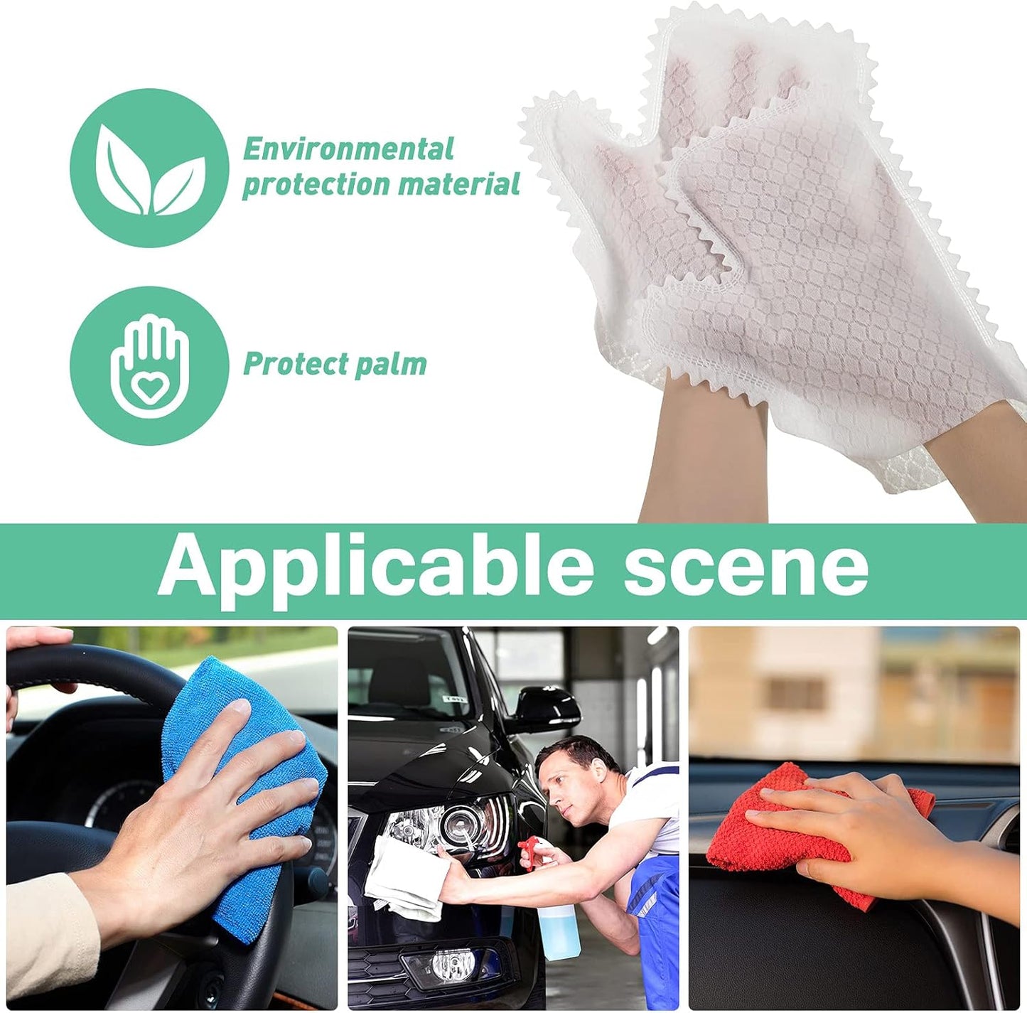 60 Pieces White Microfiber Dusting Gloves Artisan Dusting Mitt Microfiber Cloth Replaces Dust Wipes Feather Dusters for Locks in Dust Pet Hair Sensitive Cleaning Possible Dual-Sided Disposable