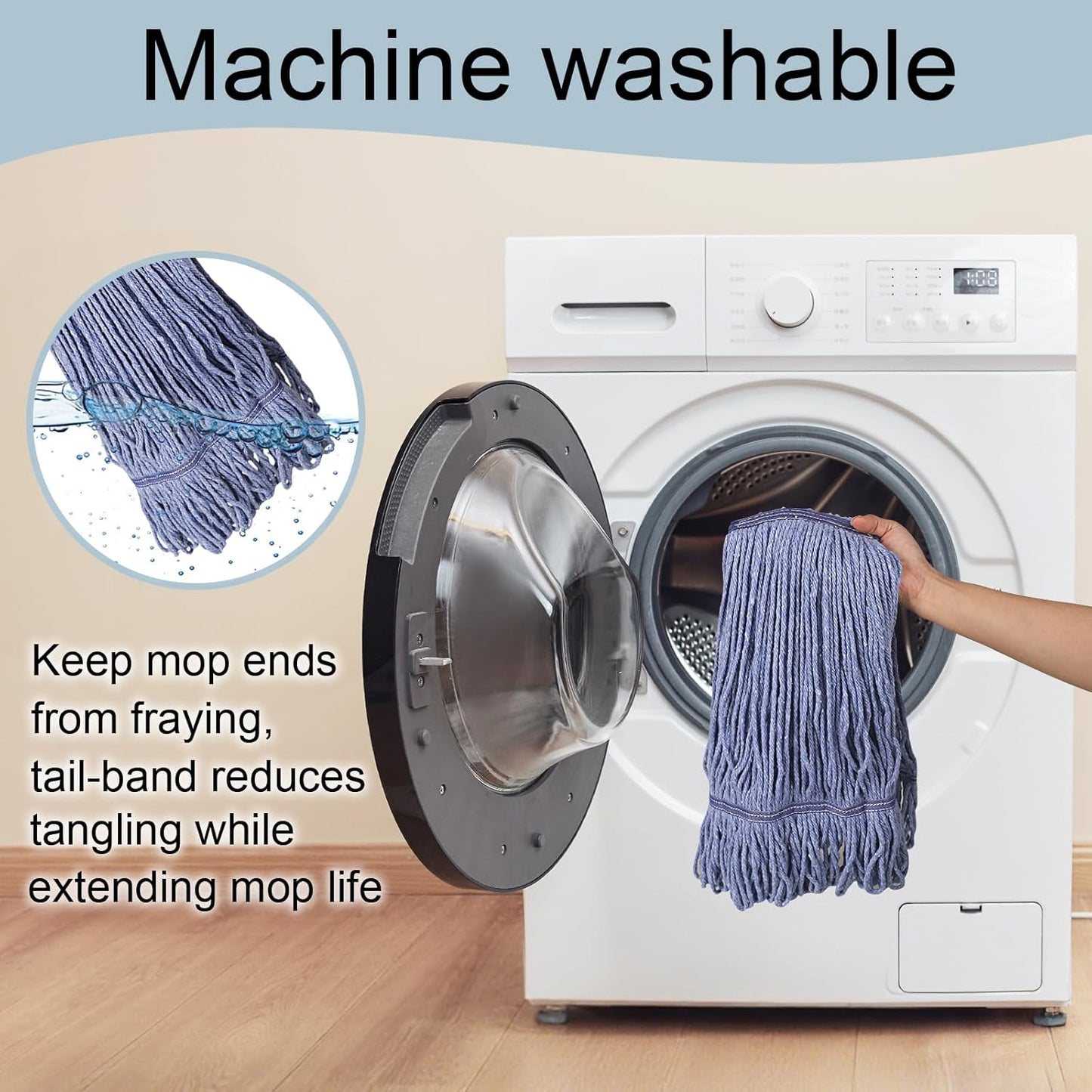 JERIA 16 Pack Heavy Duty Mop Head Replacements,String Mop Head for Commercial,Used for Home,Office and Kitchen,Washable,Reusable Mop