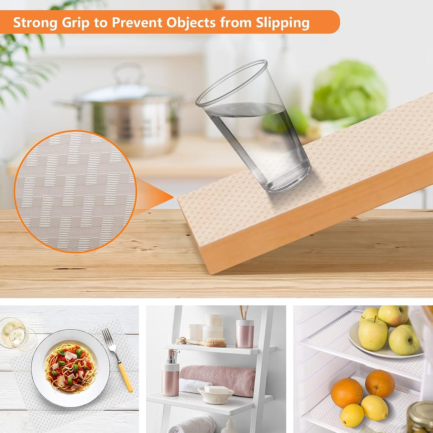 Shelf Liners for Kitchen Cabinets Refrigerator Liners Waterproof & Oil-Proof Kitchen Cupboard Liner Non-Slip Drawer Mats EVA Material Non Adhesive Fridge Liner for Shelves (23.6 x 157.4 inches, Clear)