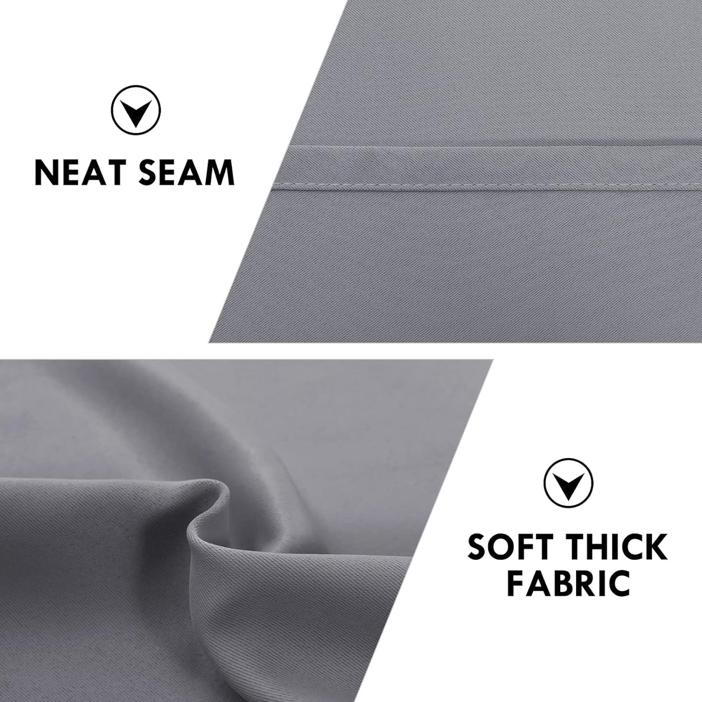 DWCN Grey Blackout Curtains for Bedroom –Rod Pocket Thermal Insulated Room Darkening Drapes for Living Room, W 42 x L 54 Inch, 2 Panels