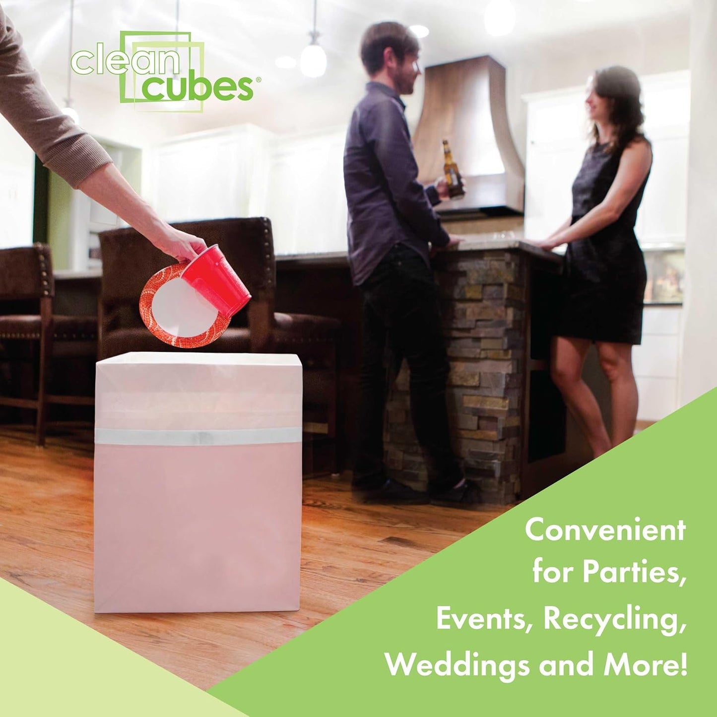 13 Gallon Disposable Pop-Up Trash Cans (3-Pack) with Fitted Bags – Foldable Garbage & Recycling Bins for Parties, Events & Kitchen (Pink, 17" H x 13.5" W x 10" D)