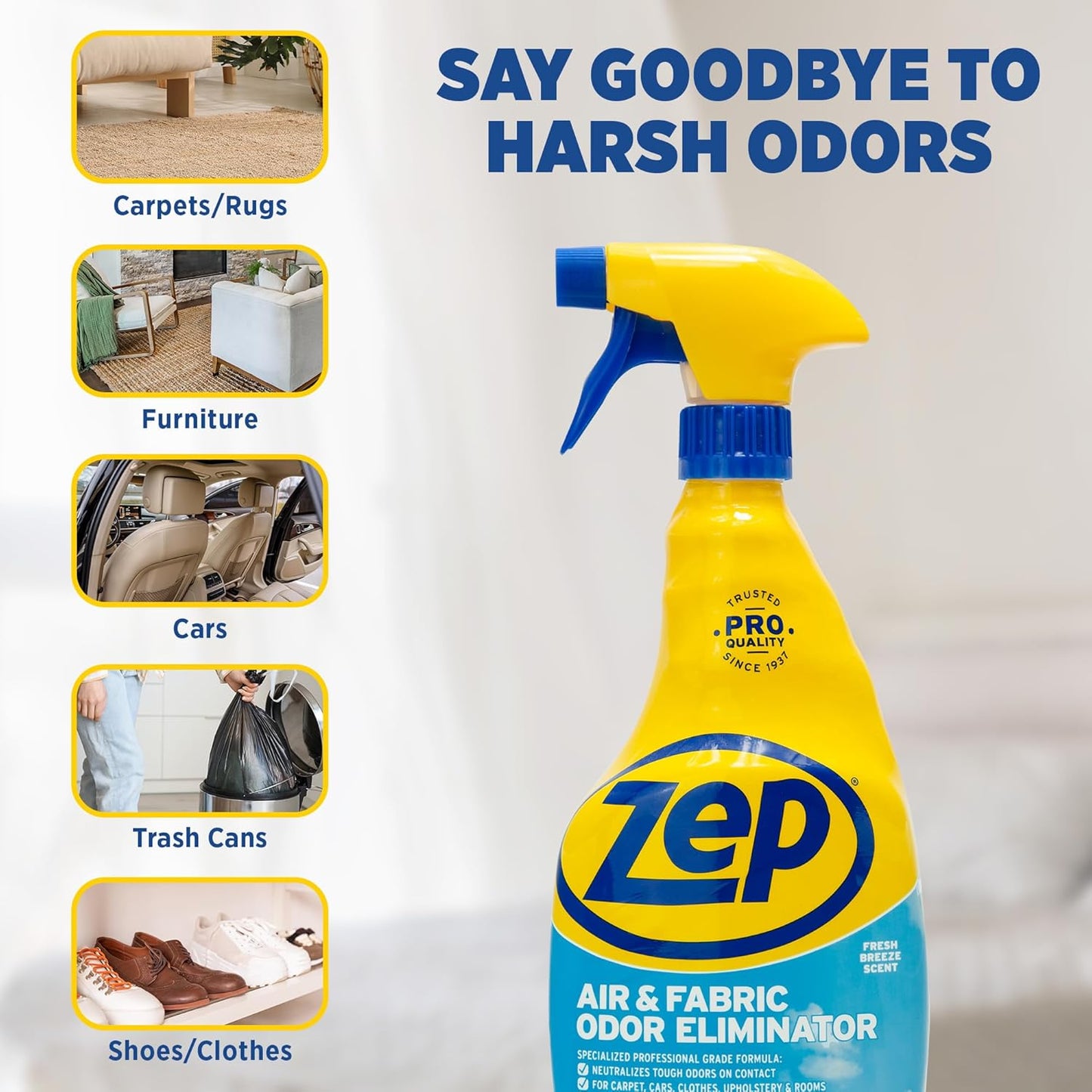 Zep Air and Fabric Odor Eliminator - 32 oz (Pack of 4) ZUAIR324 - Refresh Your Home, Office and Business