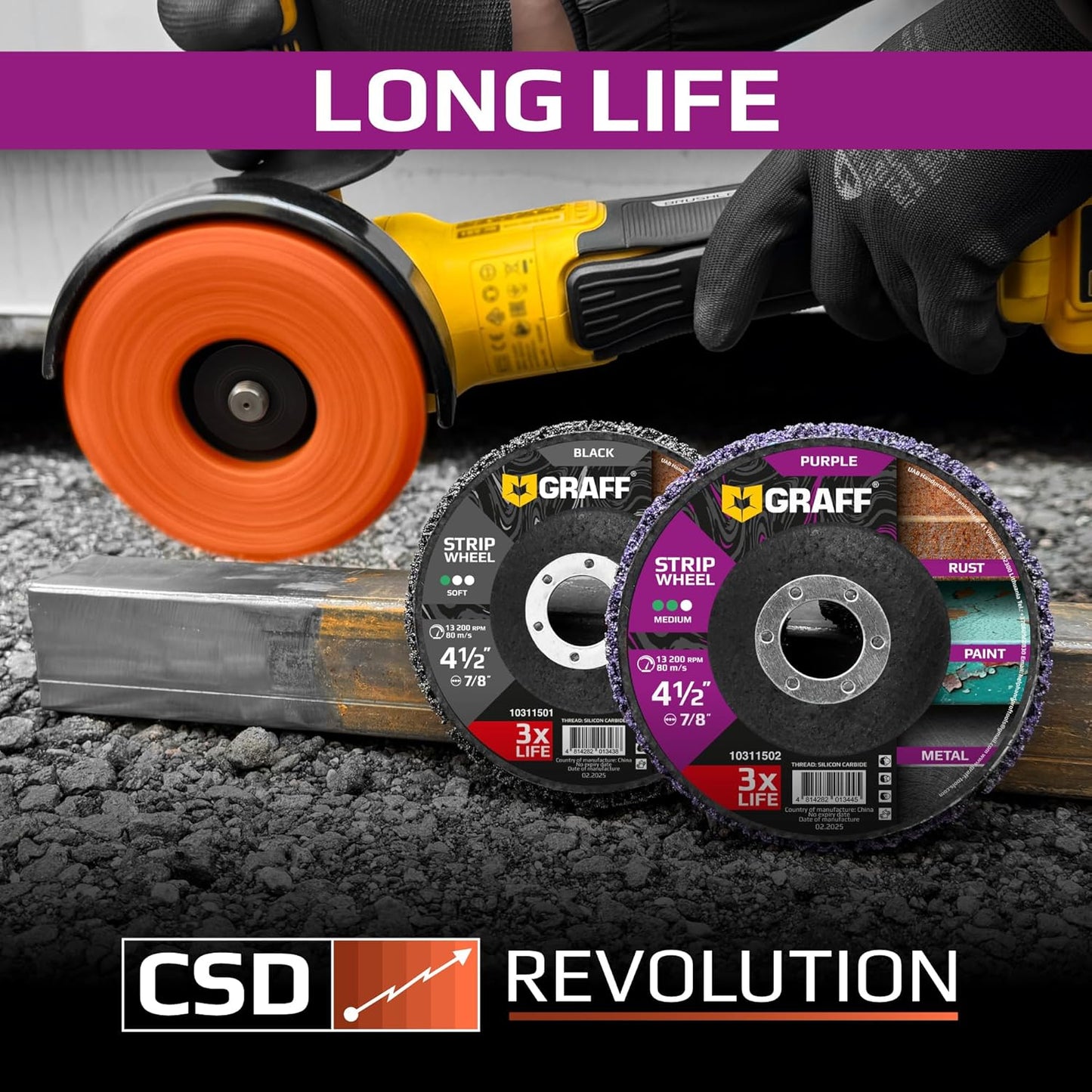 4.5 Inch Paint Stripping Disc - Rust Remover Wheel, Abrasive Discs Rust, Oxidation, Paint Remover Stripper Discs - Medium Strip Discs 4 1/2 for Angle Grinder GRAFF 10 Packs (7/8" Arbor)