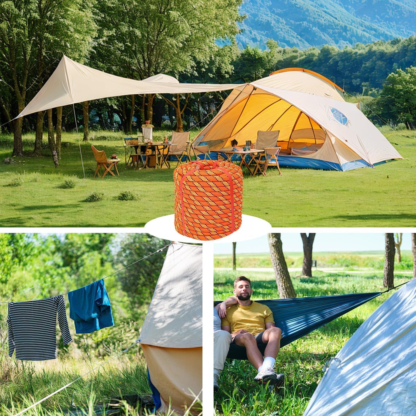 1/2 Inch 100 FT Tree Felling Rope, Professional Static Rope, Orange Versatile Arborist Logging Ropes for Tree Pulling, Bull Pulling, Sturdy Ropes for Adults, and More