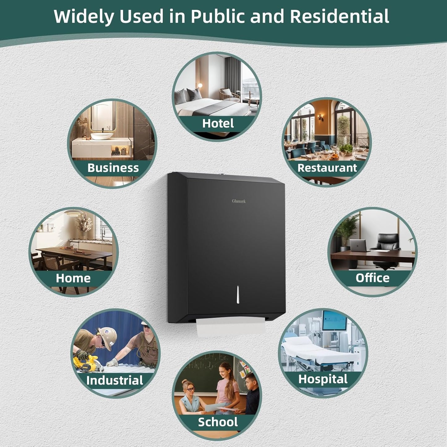 Paper Towels Dispenser Wall Mounted with Key Lock, Multifold C Fold Trifold Hand Towel Dispenser, Stainless Steel Tissue Holder Large Capacity Elegant for Bathroom Commercial, Black