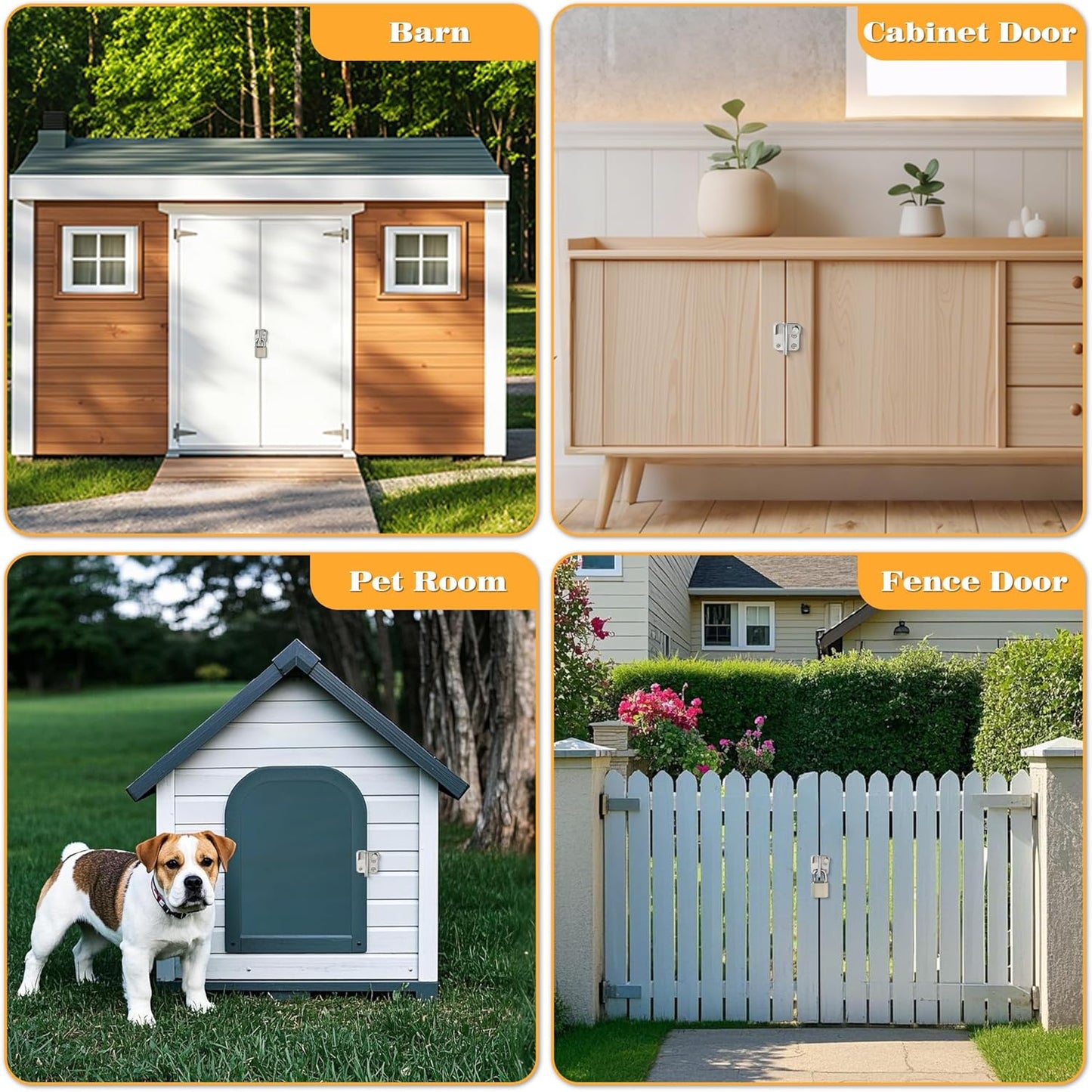 Alise Flip Latch Gate Latches Slide Bolt Latch Safety Door Lock Catch for Barn Cabinet Pet Cage Garden Bathroom Garage Window Sliding Door,MS4001-LS Stainless Steel Brushed Finish