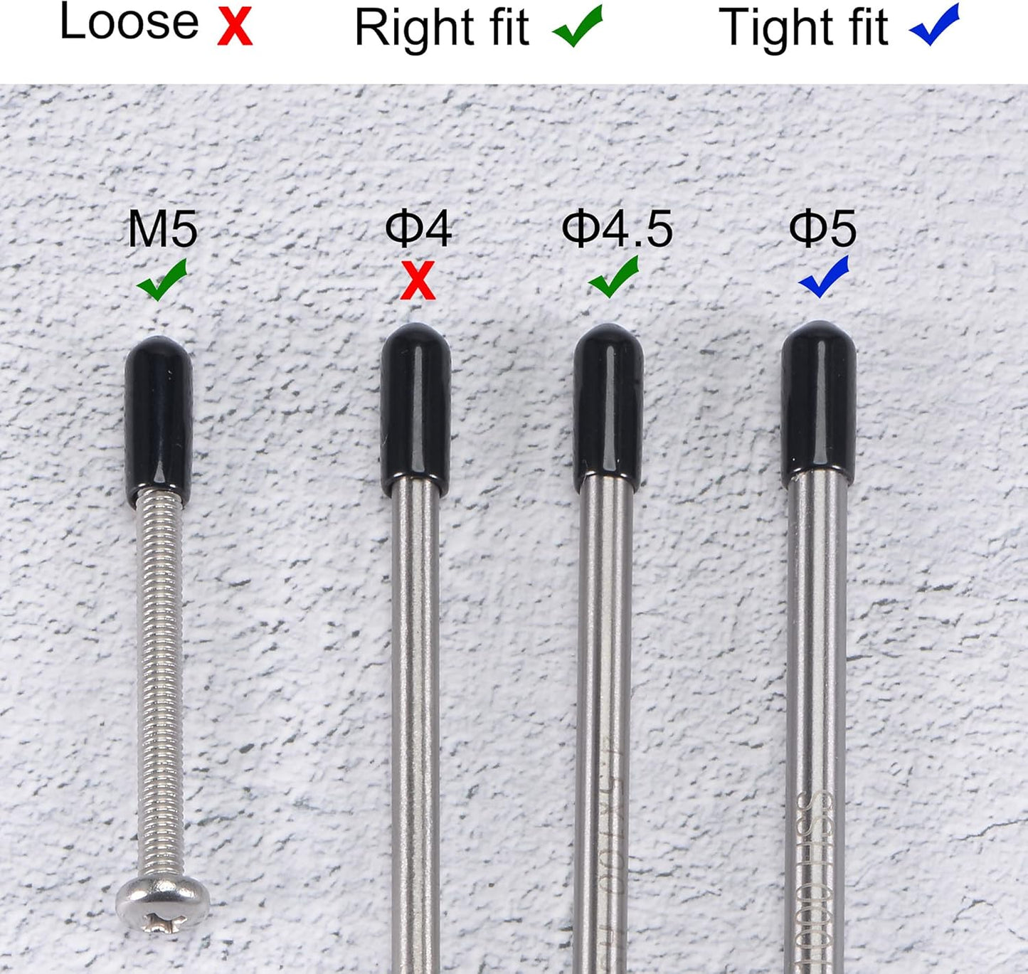 uxcell 20pcs Rubber End Caps 4.5mm ID Vinyl Round Tube Bolt Cap Cover Thread Protectors Black