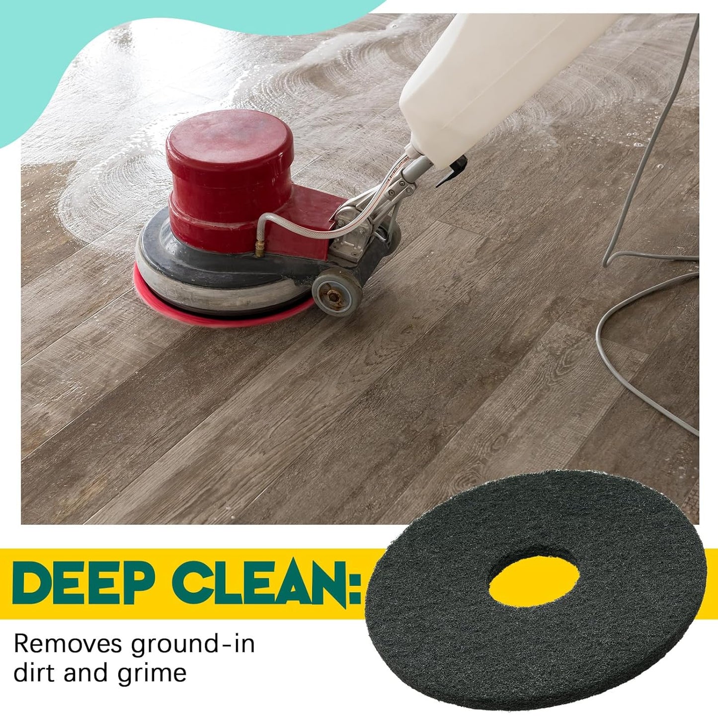 12" Black Scrubbing Pads Commercial Cleaning Orbiter Pads-Maintenance Non Woven for Floor Buffer Machine 2 Pcs