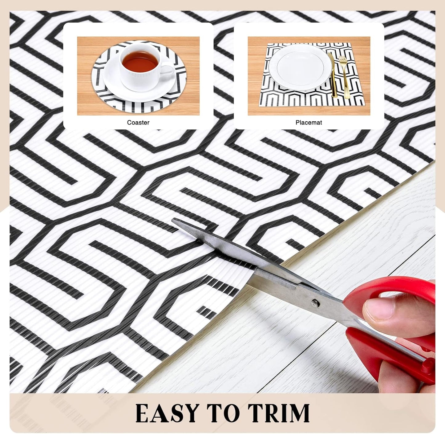 Glotoch Shelf Liner 17.5" x30 ft- Non Adhesive Refrigerator, Kitchen, Drawer Liners, Waterproof and Durable Fridge Table Place Mats for Cupboard, Cabinet, Drawer Liner,White Labyrinth