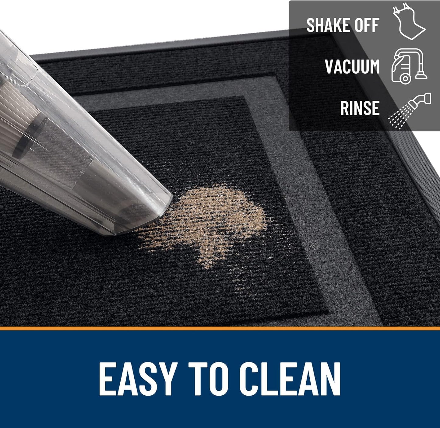 OLANLY Front Door Mat Indoor Outdoor Entrance, Waterproof All-Season, All-Weather Doormat, Sturdy Natural Rubber, Fade Resistant, Low Profile, Easy Clean Patio Porch Entryway Mat, 59x23, Black