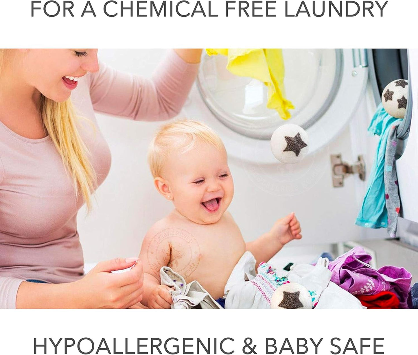 Friendsheep Wool Dryer Balls, Organic Reusable Fabric Softener Alternative for Laundry, Handmade, Fair Trade, Hypoallergenic, Eco-Friendly, Plastic-Free (6 Pack XL - Tropical Sunset)