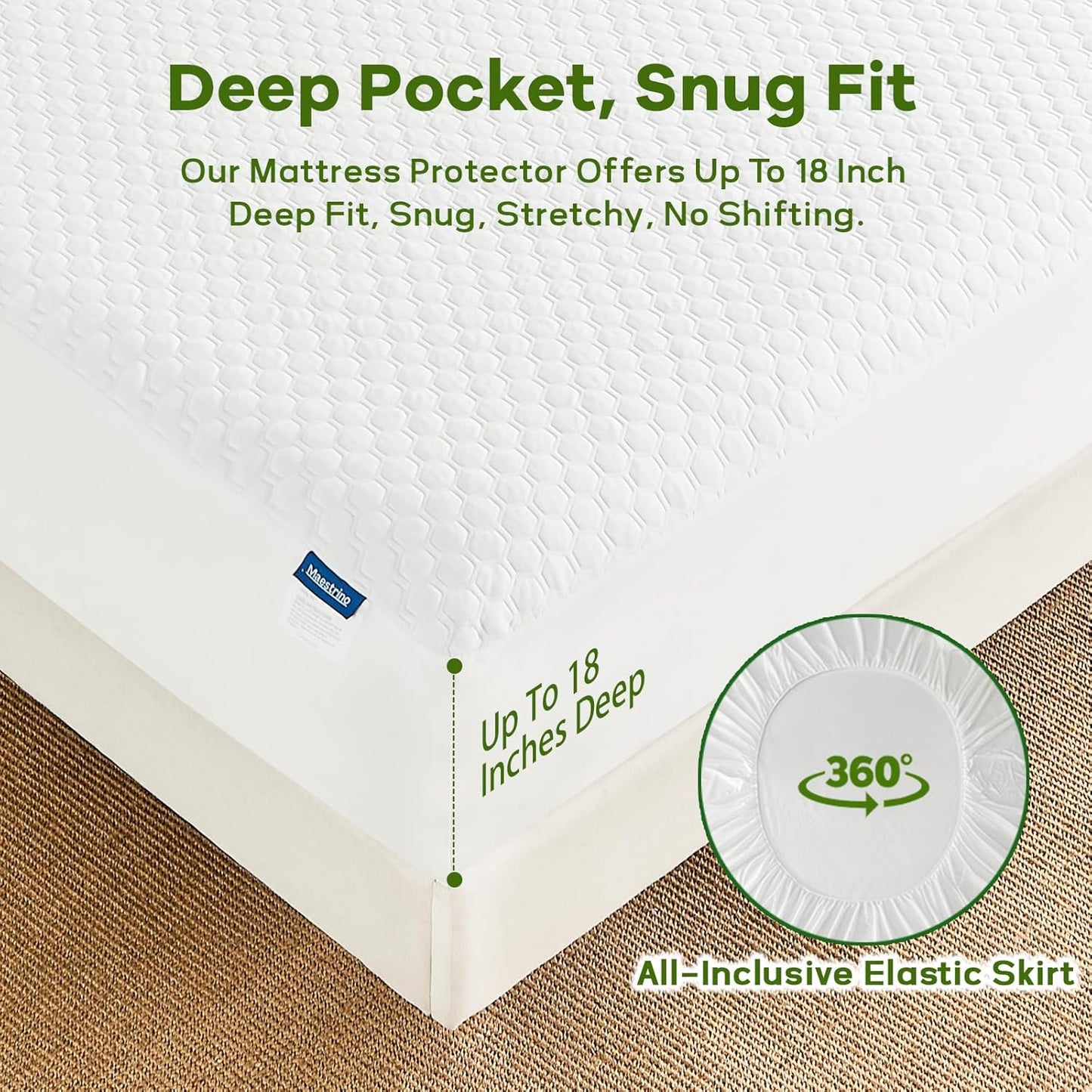 Luxury King Size Tencel Waterproof Mattress Protector Deep Pocket - Premium Cooling Bed Cover Pad - Hypoallergenic & Allergy-Friendly - Oeko-Tex Certified - Ultra Soft & Breathable