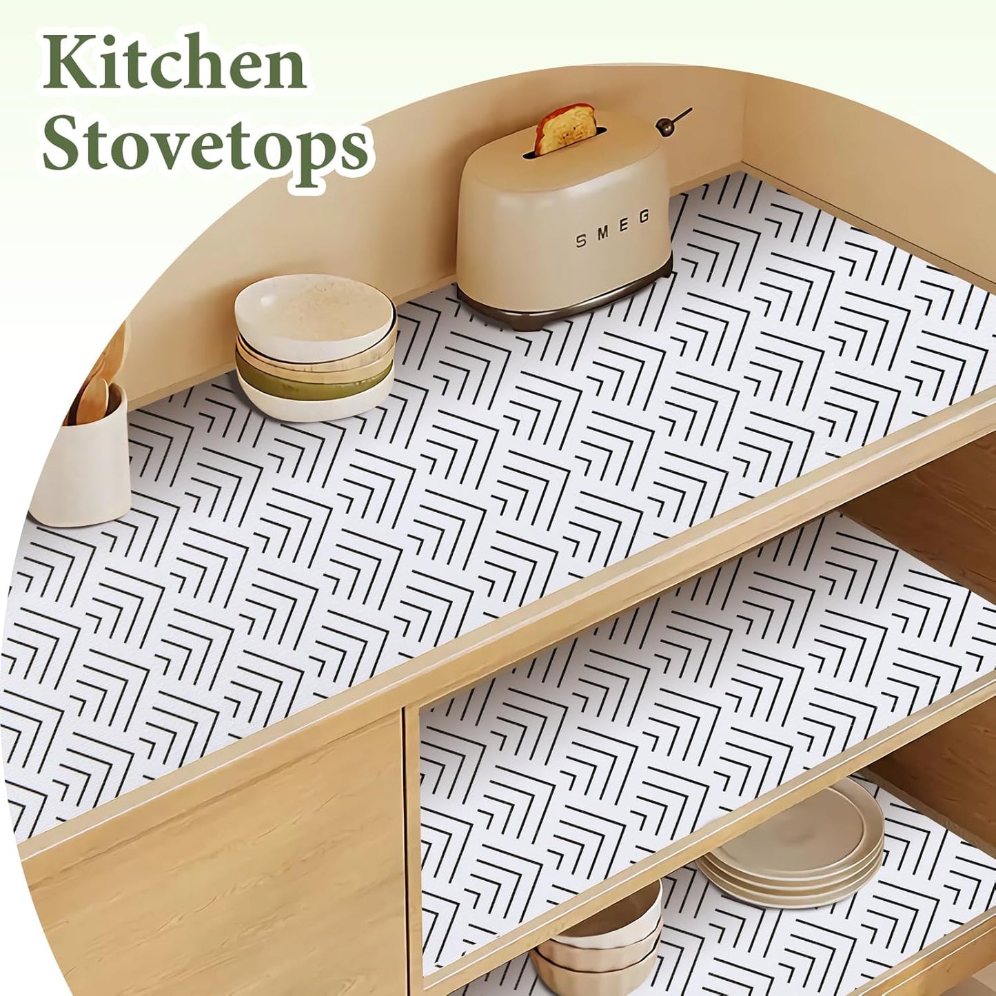 Shelf Liner for Kitchen Cabinets Non Adhesive Drawer Liner Non-Slip Thickened Shelf Liner Paper Strong Easy to Clean for Tool Box Refrigerator with Knife and Tape Measure, Black Arrow, 17.3 x 354.3 IN