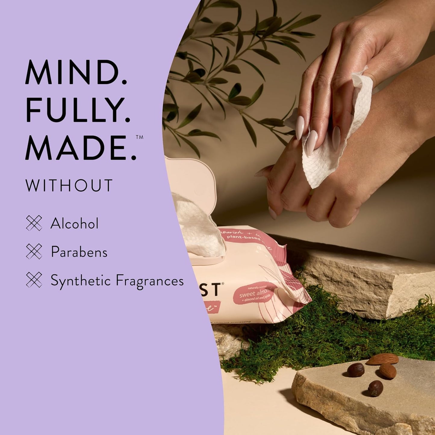 The Honest Company Calm and Cleanse Naturally Scented Wipes Cleansing Multi-Tasking Wipes 99% Water Plant Based Hypoallergenic Lavender 240 Count