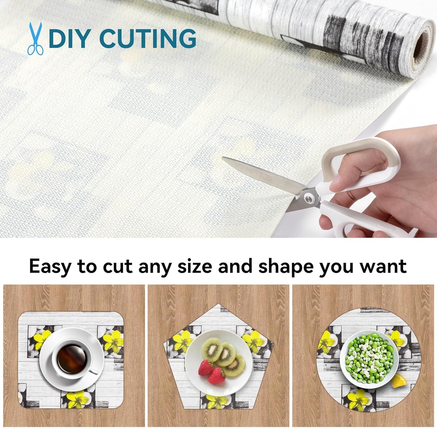 Non Adhesive Shelf Liner 18" W x 192" L Pantry Liner for Shelves Cupboard Liner Cover Easy to Trim