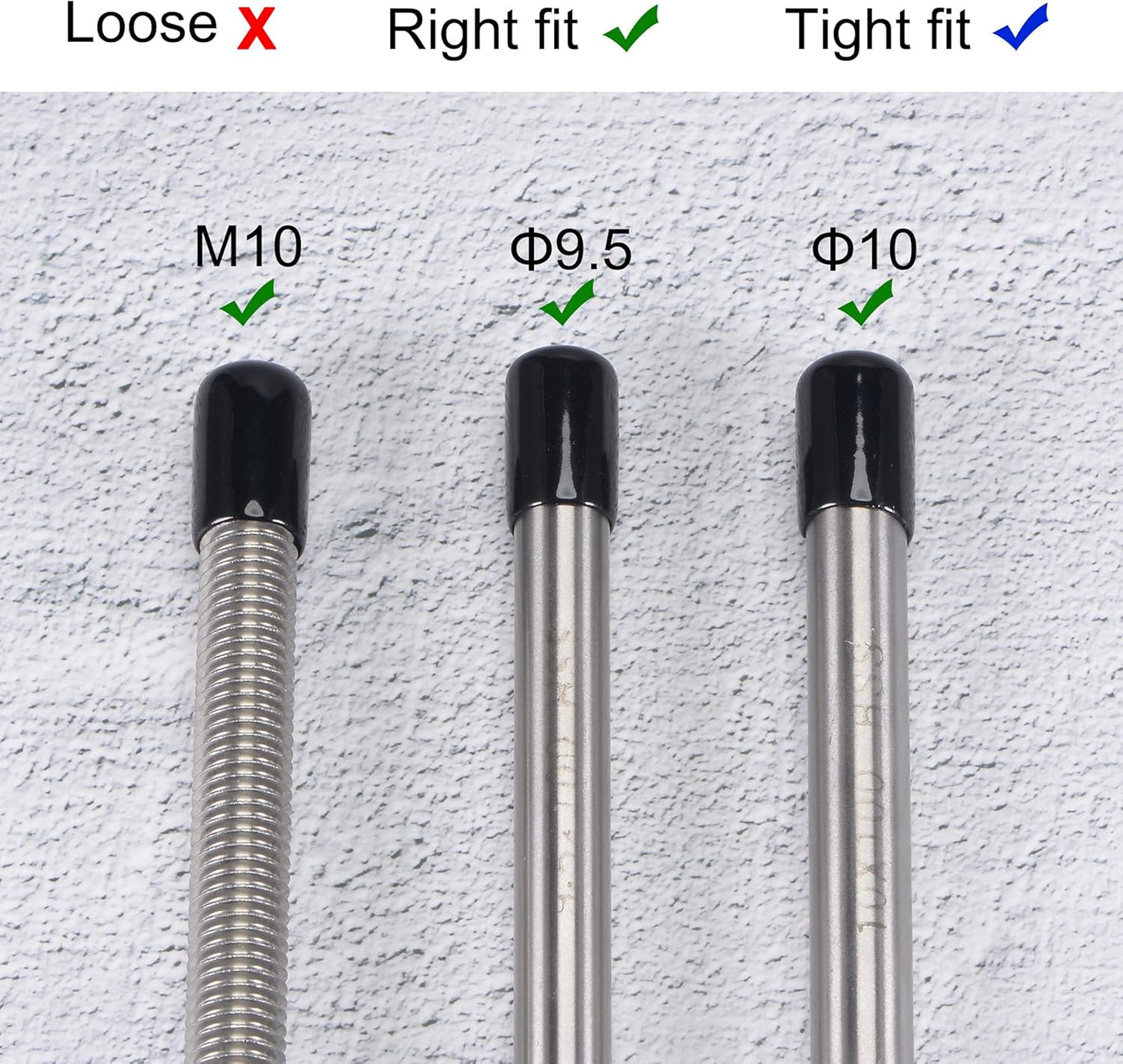 uxcell 20pcs Rubber End Caps 10mm ID Vinyl Round Tube Bolt Cap Cover Thread Protectors Black