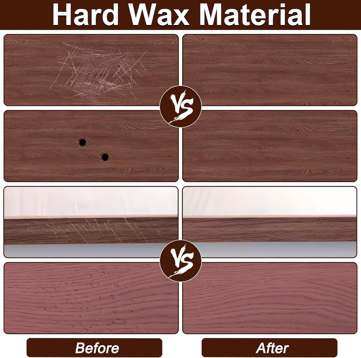 16+4P Wood Filler Sticks with 1P Box, 1P Knife, 1P Scraper and 1P Rag, Pletpet 16 Color Furniture Crayon Touch Up Wood Filler Nail Hole Wax Sticks for Repairing Scratches and Nail Holes (16p)