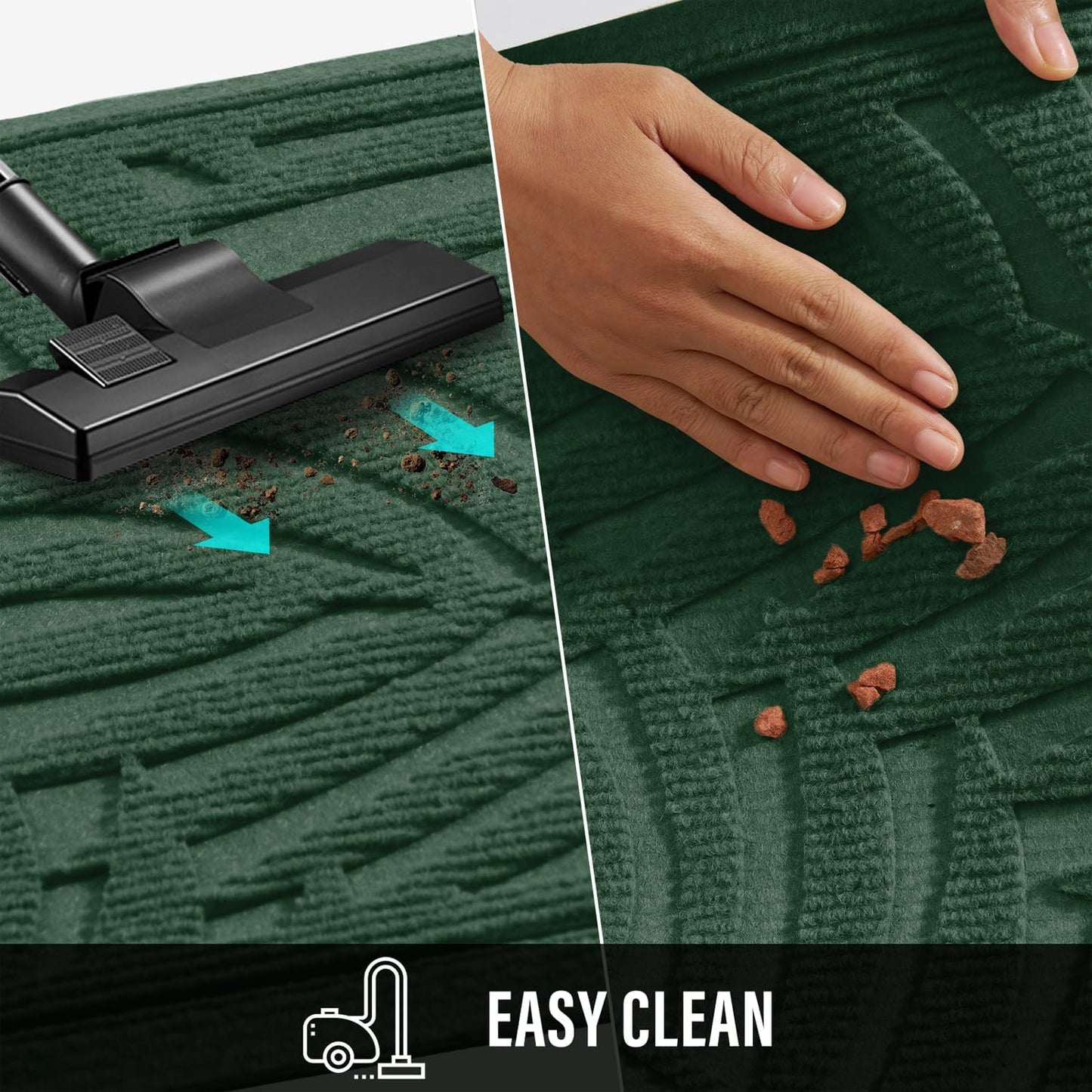 Front Door Mat, Absorbent Resist Dirt Welcome Door Mat Indoor Outdoor, Waterproof Doormat, Sturdy Non Slip Backing, Fade Resistant, Low Profile Entry Mat for Entryway, 36×24, Green