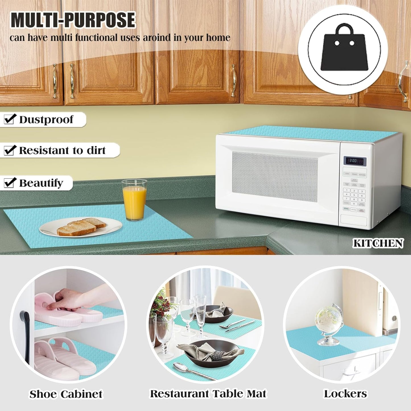 20Pcs Refrigerator Liners, Washable Fridge Liner Shelf Mats Refrigerator Pads for Cupboard Cabinet Drawer Home Kitchen Accessories Organization (Blue)