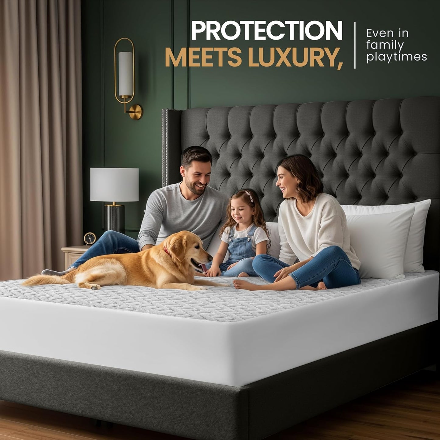 Utopia Bedding Waterproof Mattress Protector Queen Size, Premium 3D Air Soft Fabric Mattress Cover, Fits 17 Inches Deep, Breathable, Fitted Style with Stretchable Pockets