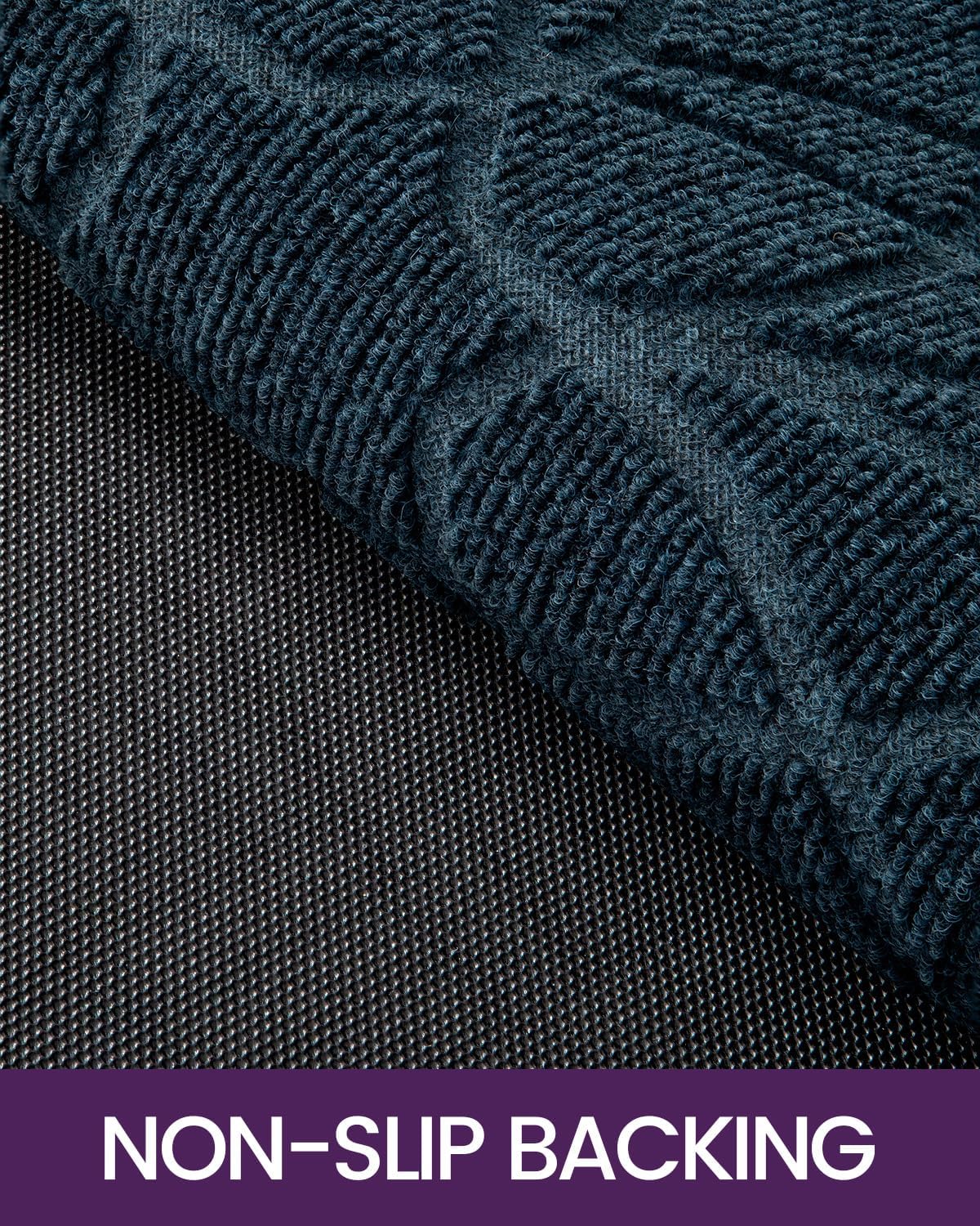 DEXI Front Door Mat Outside Entrance, Heavy Duty Non Slip Low Profile Doormat for Entryway, Trap Dirt and Moisture Welcome Mats, Easy Clean, Patio, Garage, 4x2, Blue