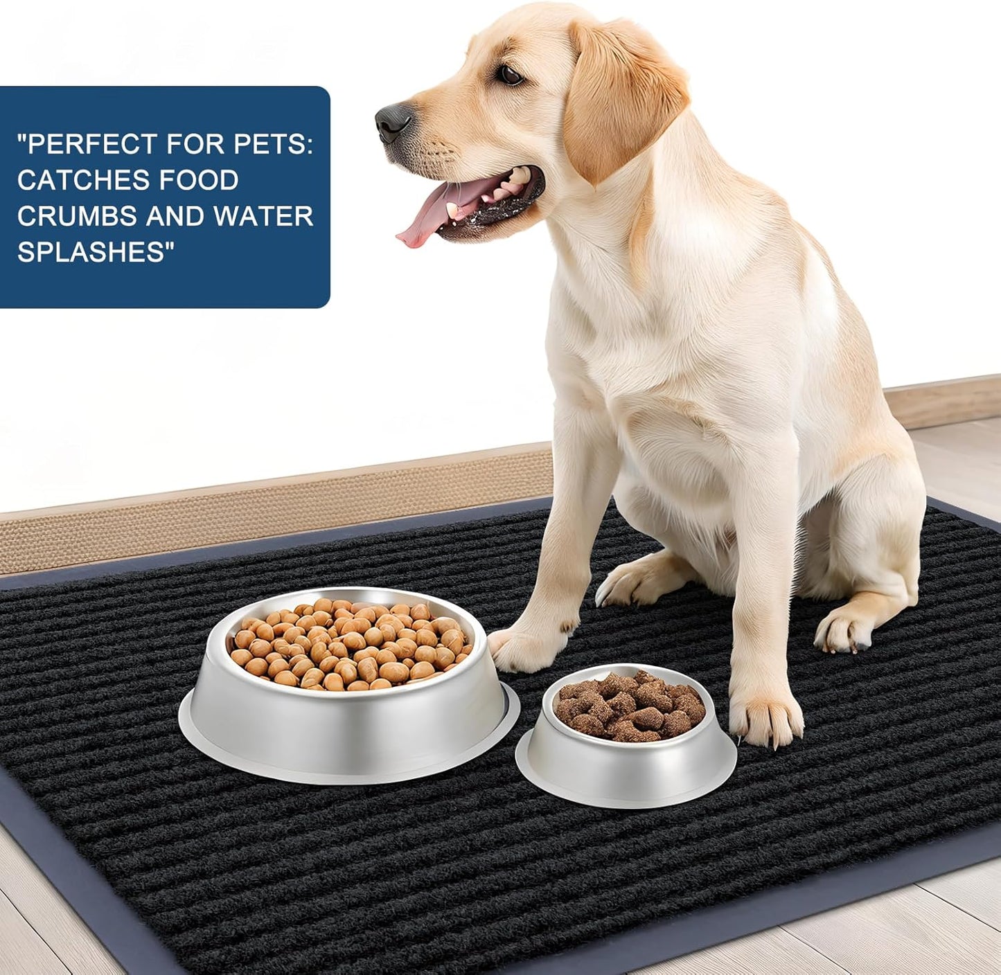 OLANLY Front Door Mat Indoor Outdoor Entrance, Waterproof Heavy Duty Doormat, Fade Resistant, Low Profile, Easy Clean Patio Porch Welcome Floor Mats for Entry, 40x32, Black