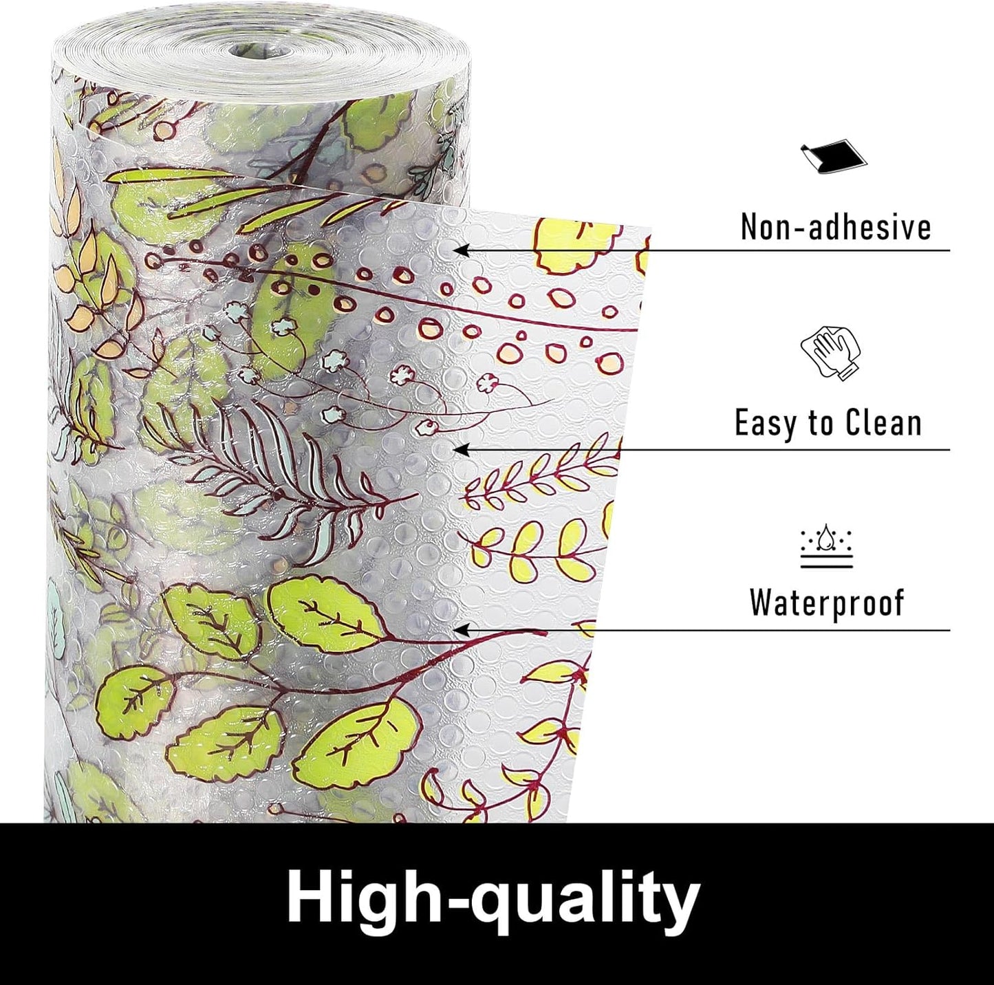 Cooyes Shelf Liners for Kitchen Cabinets, Refrigerator Liners Waterproof & Oil-Proof Kitchen Cupboard Liner Drawer Mats EVA Material Non Adhesive Fridge Liner for Shelves