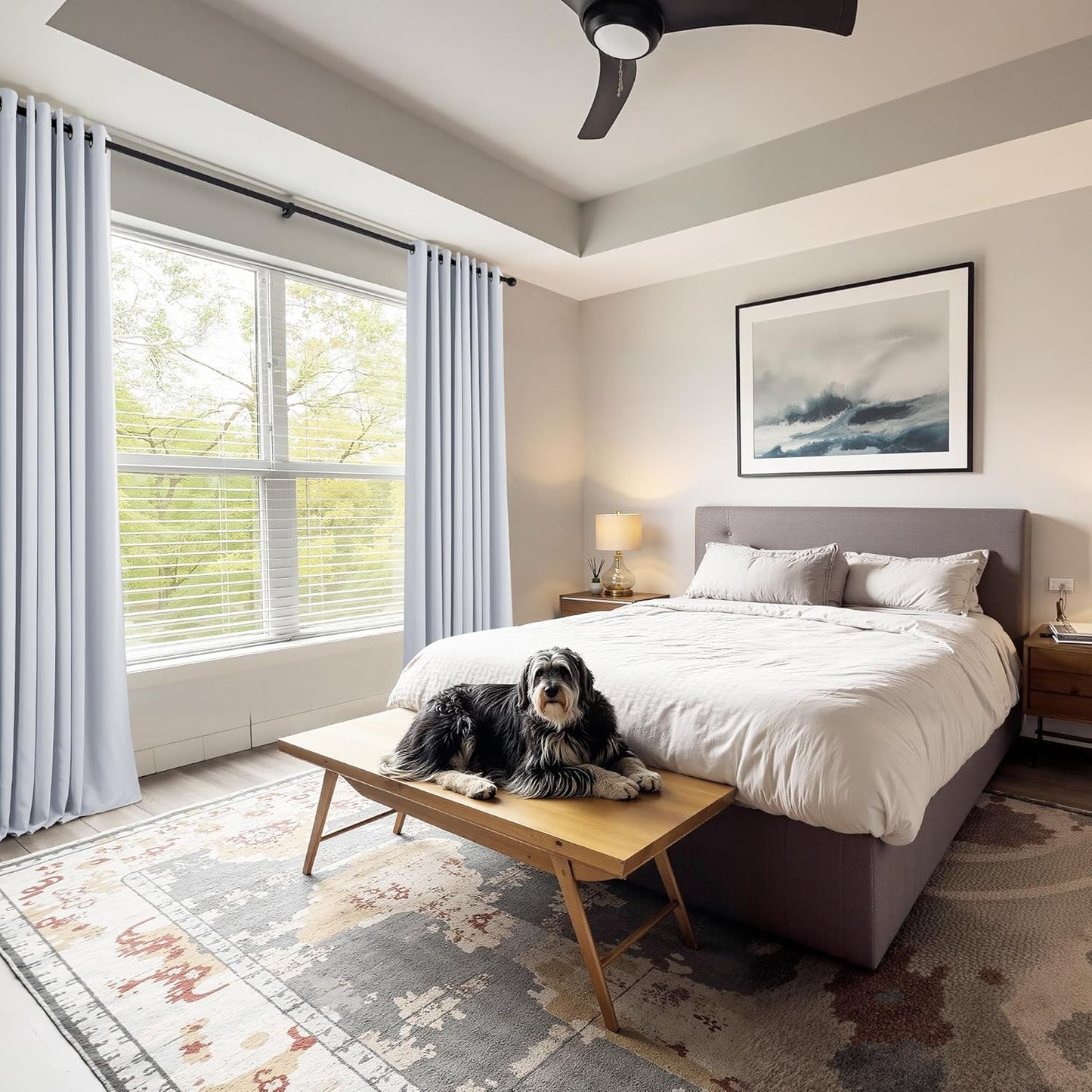 PONY DANCE Room Darkening Curtains for Bedroom - Solid Grommet Top Thermal Insulated Curtain Panels Window Treatments Home Decor Drapes for Kids' Room, W 55 x L 80 inch, Greyish White, 1 Pair