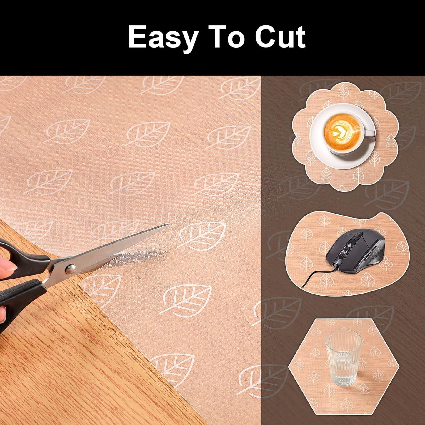 Cooyes Shelf Liners for Kitchen Cabinets, Waterproof and Oil-Proof Kitchen Cupboard Liner, Refrigerator Liners and Plastic Drawer Mats EVA Non Adhesive Shelves