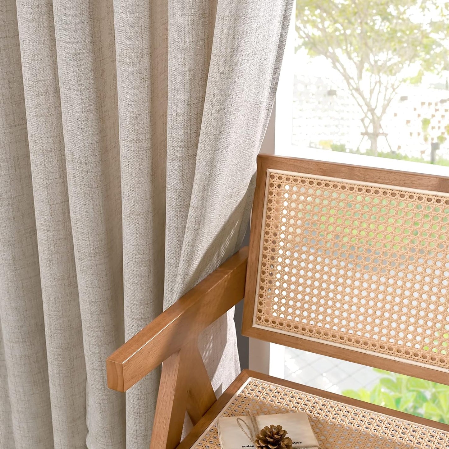 YoungsTex Cafe Linen Curtains 36 Inch Length for Kitchen Window Over Sink - Small Half Window Drapes Semi Sheer Light Filtering with Rod Pocket Back Tab for Bathroom, 2 Panels, 30 X 36 Inch