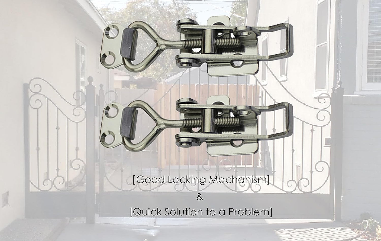 Adjustable Latch Buckle Cabinet Boxes Lever Handle Toggle Catch Latch Lock,Silver,Adjustable Range:97-123mm,2 Pcs