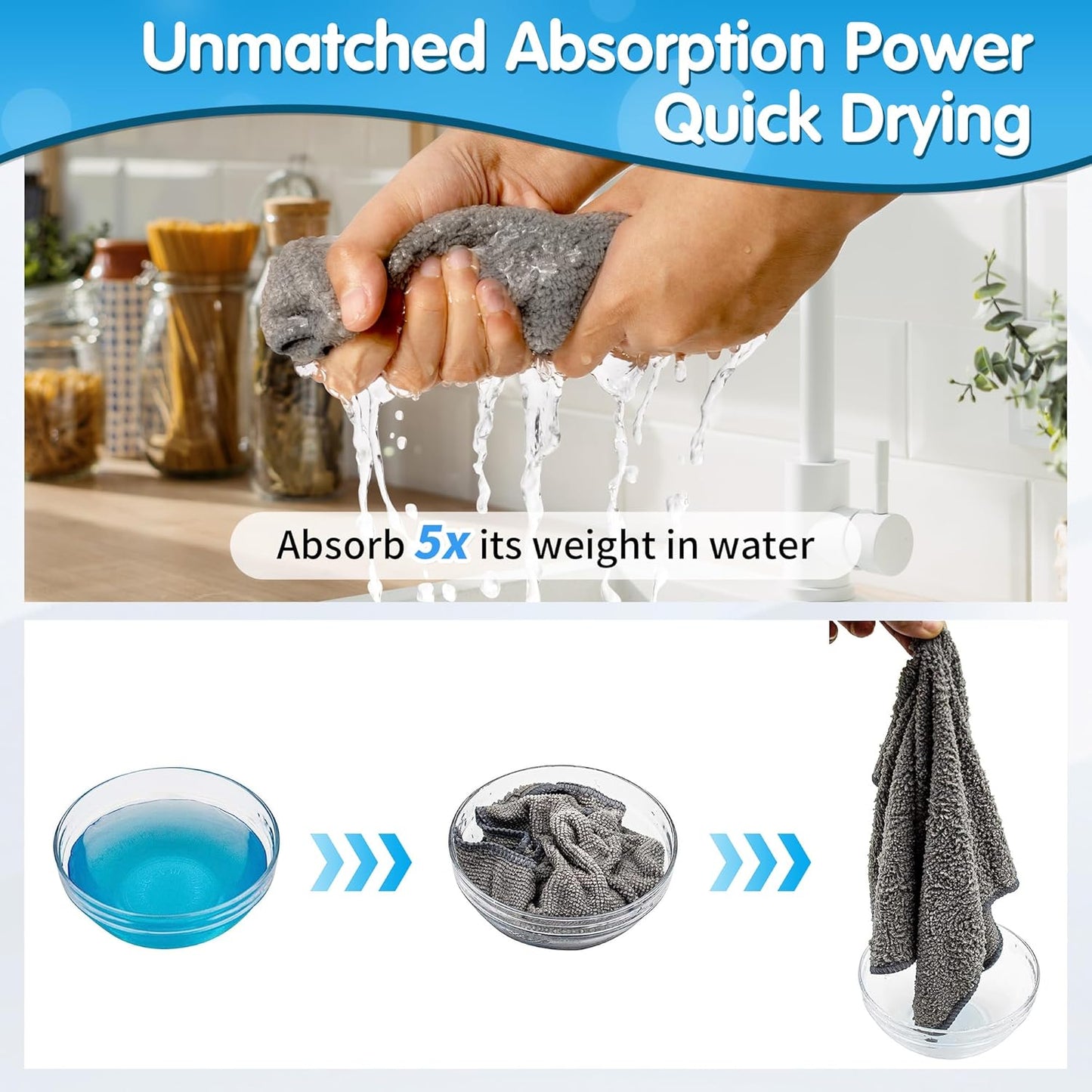 FIXSMITH Grey Microfiber Cleaning Cloth -Pack of 12, Highly Absorbent Cleaning Rags, 16"X12" All Purpose Cleaning Towels for Housekeeping, Kitchen, Car, Lint Free and Reusable Microfiber Towels