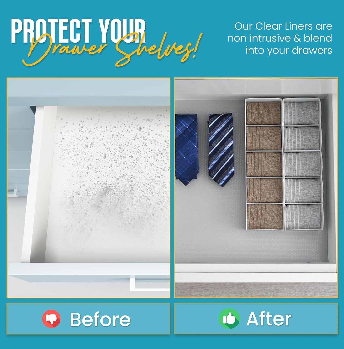 Shelf Liner Drawer Liner for Kitchen Cabinets Non-Adhesive by Linda’s Essentials (12 x 240 Inches) - Non-Slip Easy Clean Kitchen Cabinet and Cupboard Protector, Waterproof Mat, Clear Roll