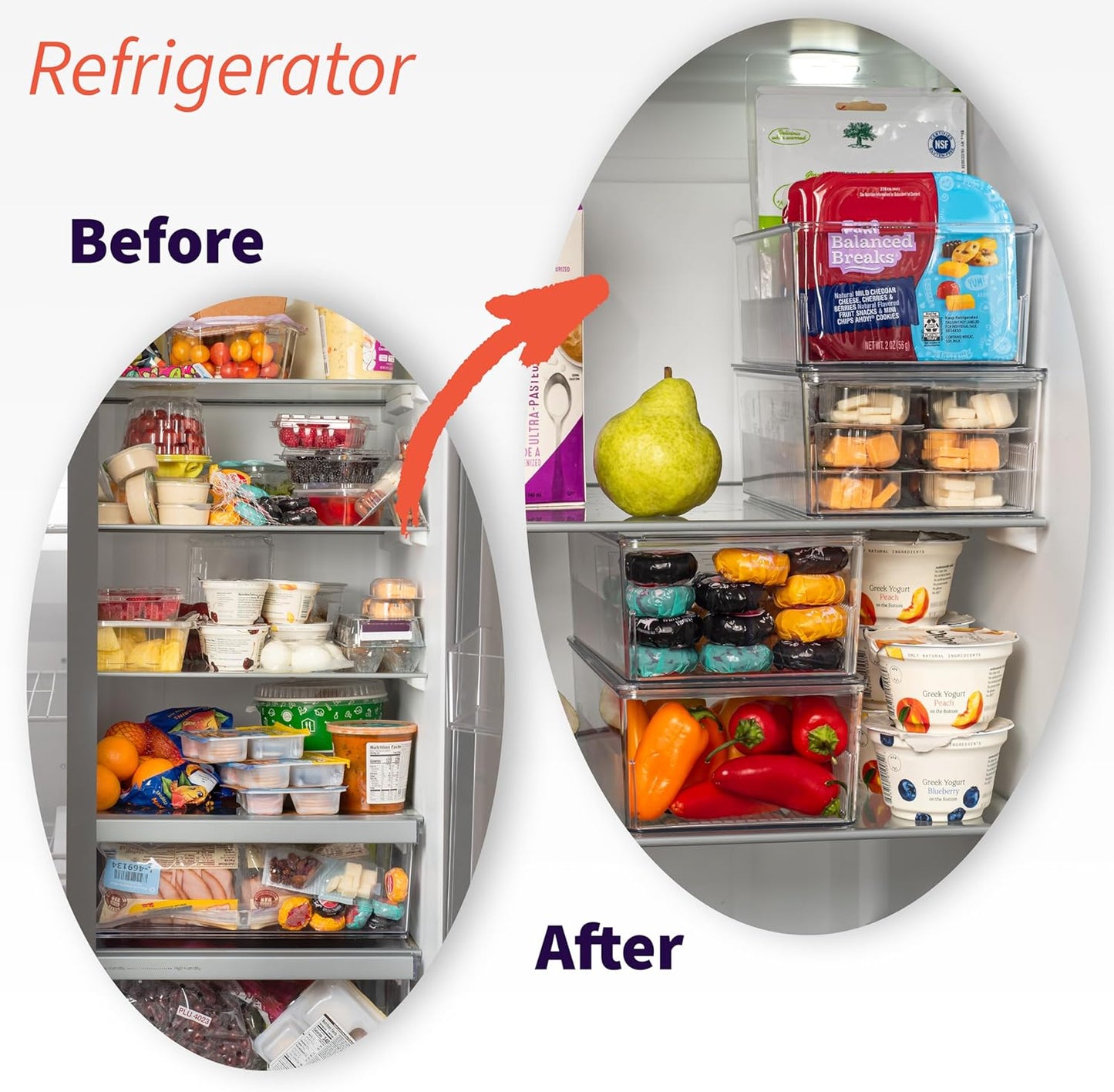 ClearSpace Pantry Organization and Storage Bins with Removable Dividers & Lids – Perfect Pantry Organizers or Kitchen Organization – Refrigerator Organizer Bins, Cabinet Organizers, 2 Pack