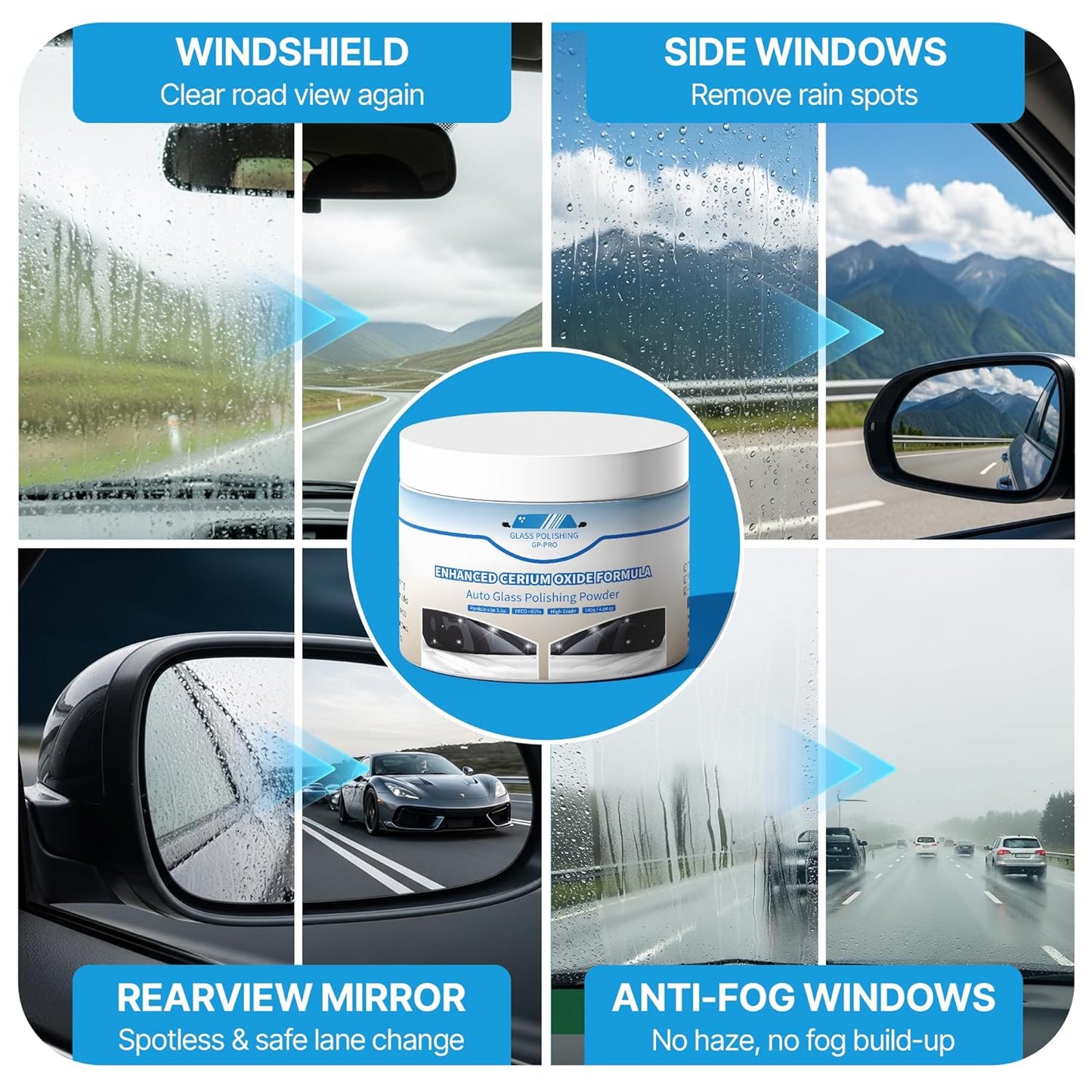 4.94 oz (140 g) Cerium Oxide Glass Polishing – Premium Windshield Glass Scratch Remover Powder 85% TREO, 3.5 Micron – IdealGlass Polishing Compound for AutoGlass, Side Windows, Mirrors – DIY or Pro