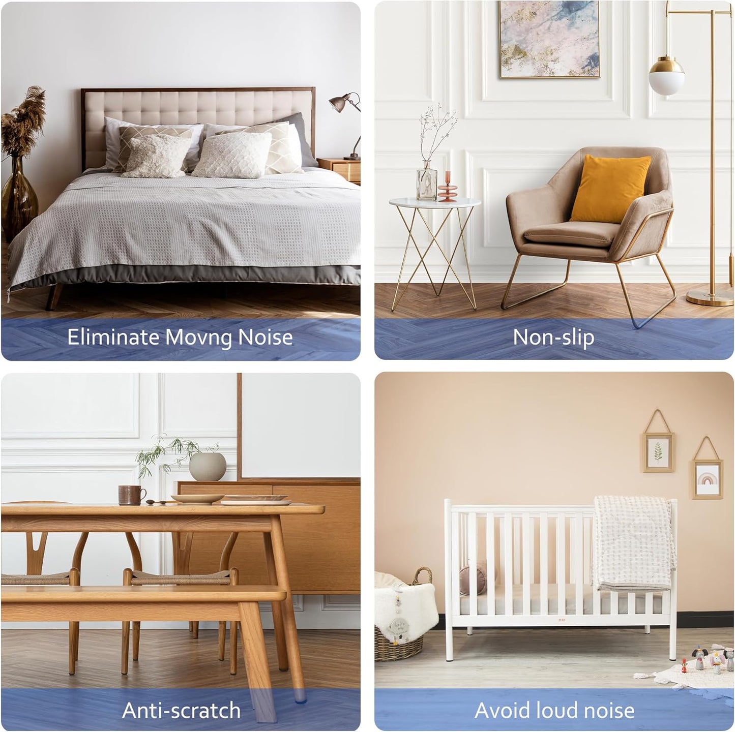 Non Slip Furniture Pads, 5" x 120" Rubber Furniture Pads Anti Skid Pads Non Slip Self Adhesive Cuttable Rubber Tape Strip Roll for Protecting Hardwood Floors Chair Wall Protector - Black