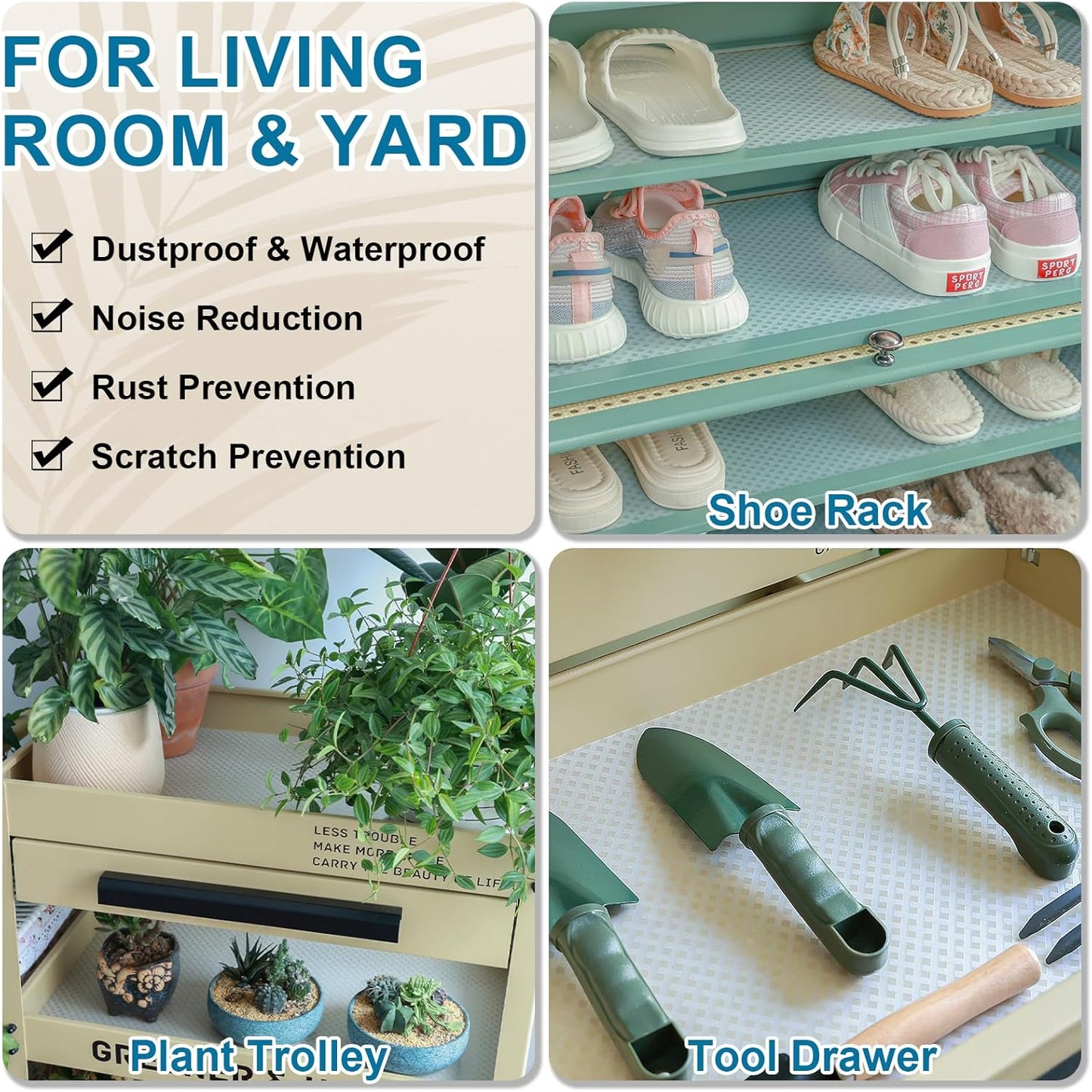 Shelf Liners 20 in x 20 ft EVA Drawer Mats, Non-Adhesive Cupboard Protector, Kitchen Cabinet Lining Fridge Liner (Clear Crossed Stripe, 50.8x610cm)