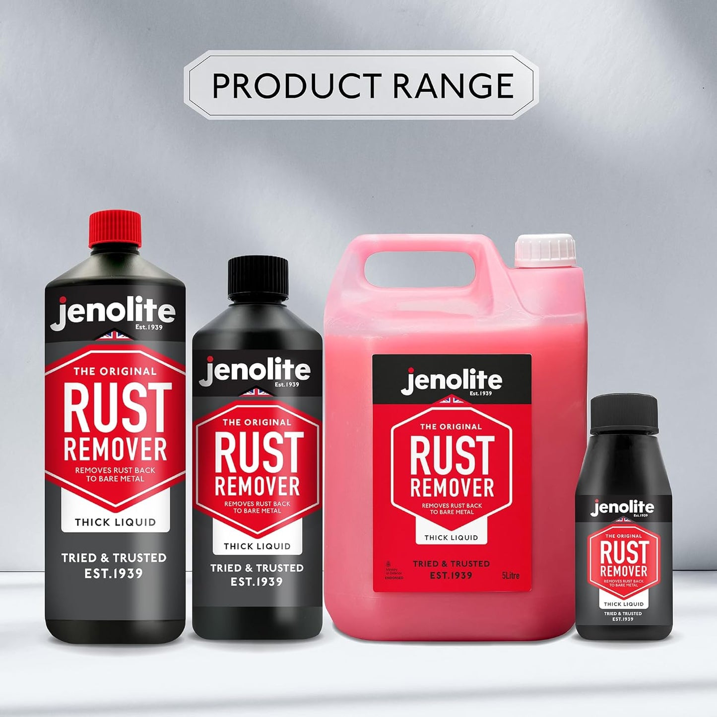 JENOLITE Rust Remover for Metal - Fast Acting No Drip Thick Liquid - Industrial Strength, Removes Rust Back to Bare Metal - 17oz (500ml)