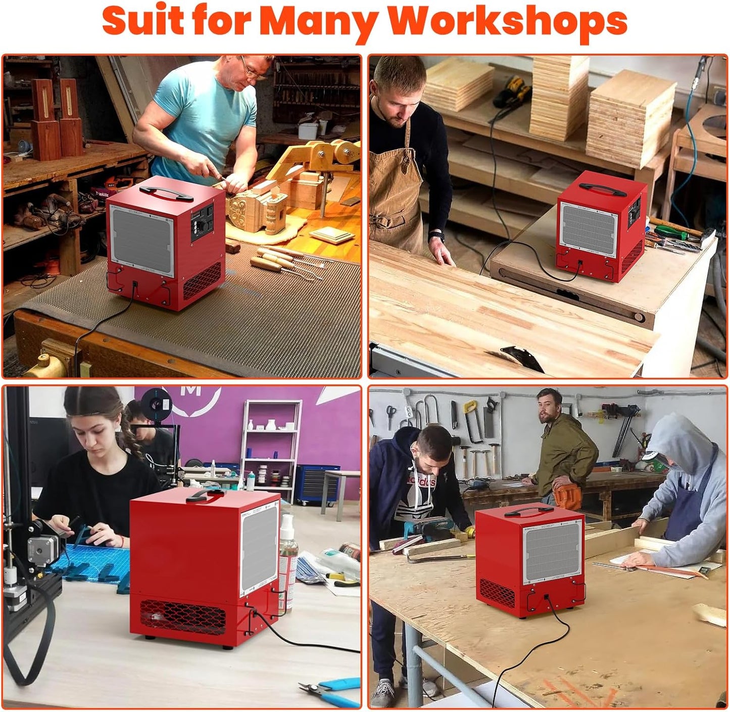 Abestorm Tabletop Dust Collector for Woodworking, Portable Double-sided Intake Air Filtration Systems, Movable Air Filter with Timer Function, Ideal for Garage Works Shop and Room Renovations