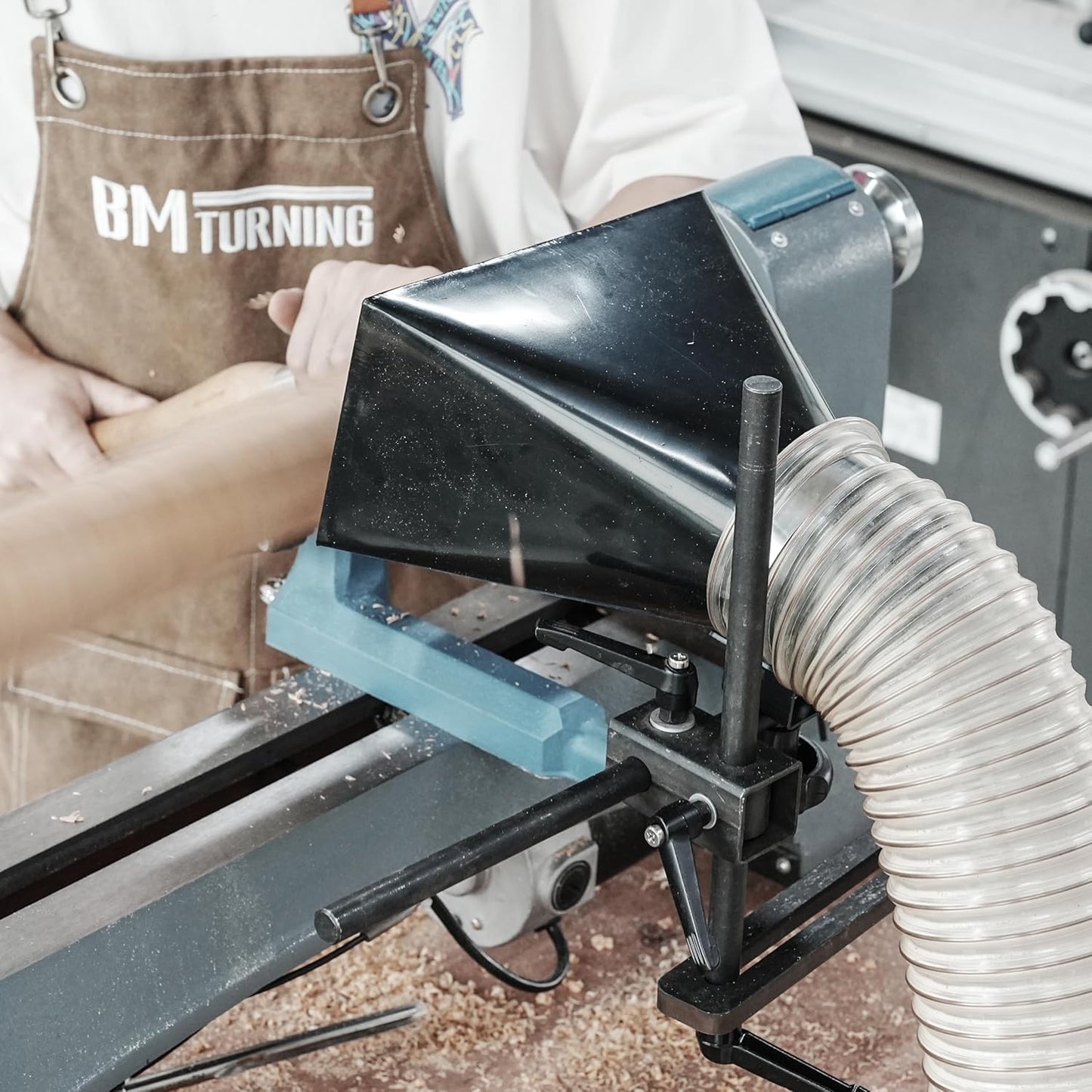 Woodturning Dust Hood Installed on Woodlathe for Effective Dust Extraction Collection, Wood lathe accessory.