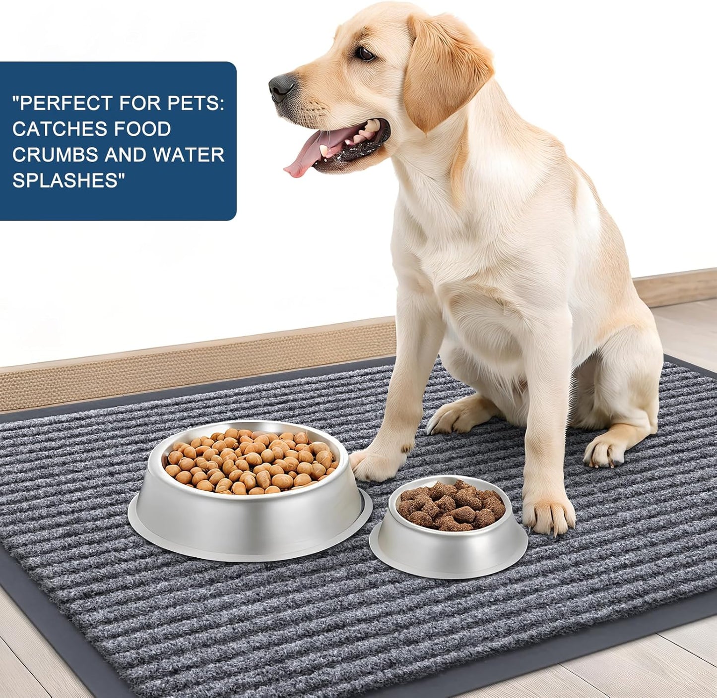 OLANLY Front Door Mat Indoor Outdoor Entrance, Waterproof Heavy Duty Doormat, Fade Resistant, Low Profile, Easy Clean Patio Porch Welcome Floor Mats for Entry, 59x24, Light Gray