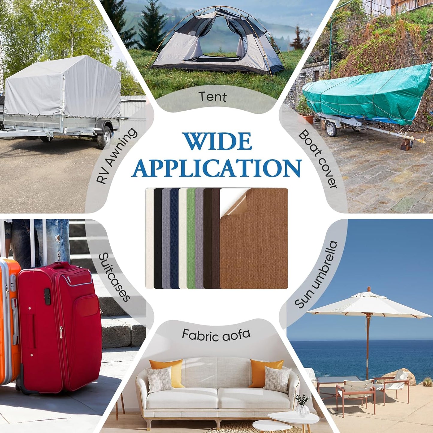 Canvas Patch 5.5 x 8 Inches 6Pcs Self-Adhesive Waterproof Canvas Patch Kit for Repairing Tents,Sofas,Boat Covers,Camping Chair,Awnings,Car Seats.(Beige)