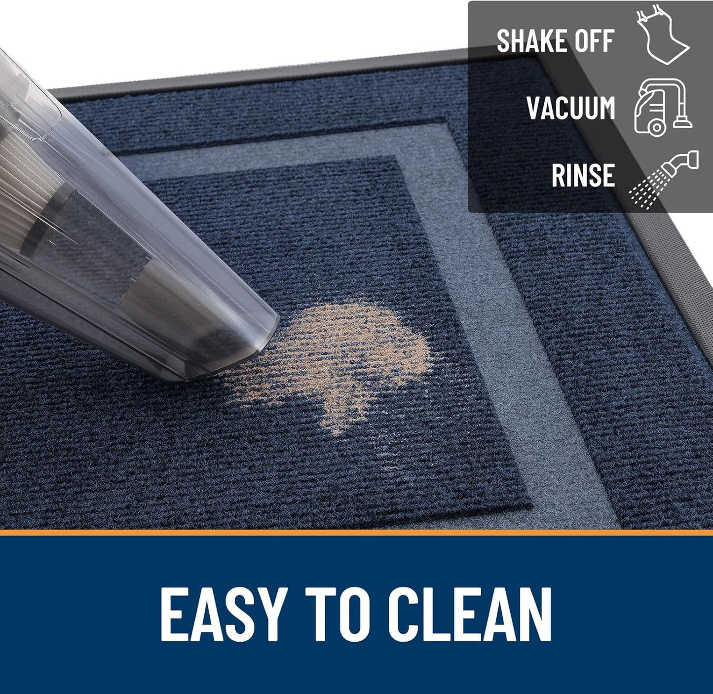 OLANLY Front Door Mat Indoor Outdoor Entrance, Waterproof All-Season, All-Weather Doormat, Sturdy Natural Rubber, Fade Resistant, Low Profile, Easy Clean Patio Porch Entryway Mat, 59x30, Blue