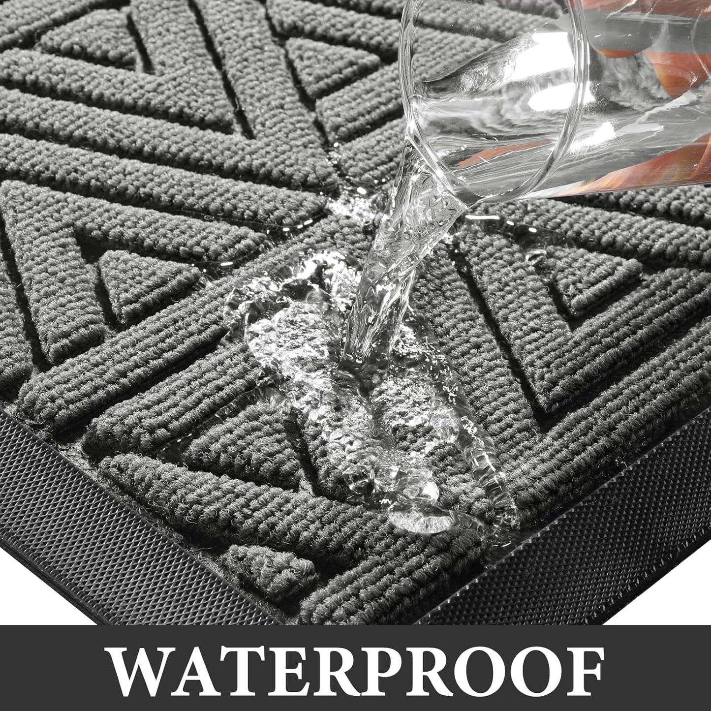 Yimobra Large Door Mat 36x24, All-Weather Waterproof Non-Slip Welcome Matt Outdoor, Heavy Duty Non Slip Doormat for Entryway for Patio and Garage Indoor, Easy Clean, Grey