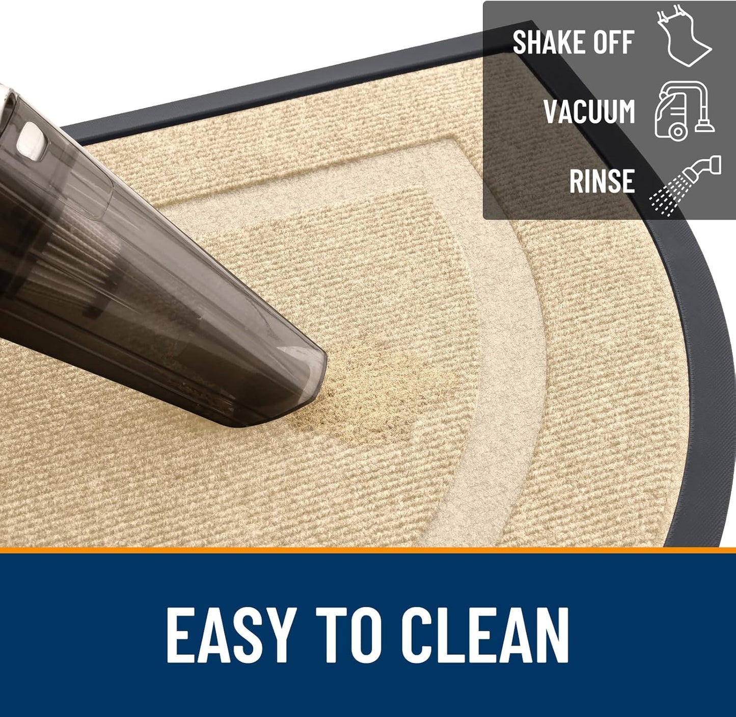 OLANLY Half Circle Door Mat Indoor Outdoor Entrance Welcome, Waterproof All-Season, All-Weather Doormat, Sturdy Natural Rubber, Low Profile, Easy Clean Patio Porch Entryway Mat, 47x23, Beige