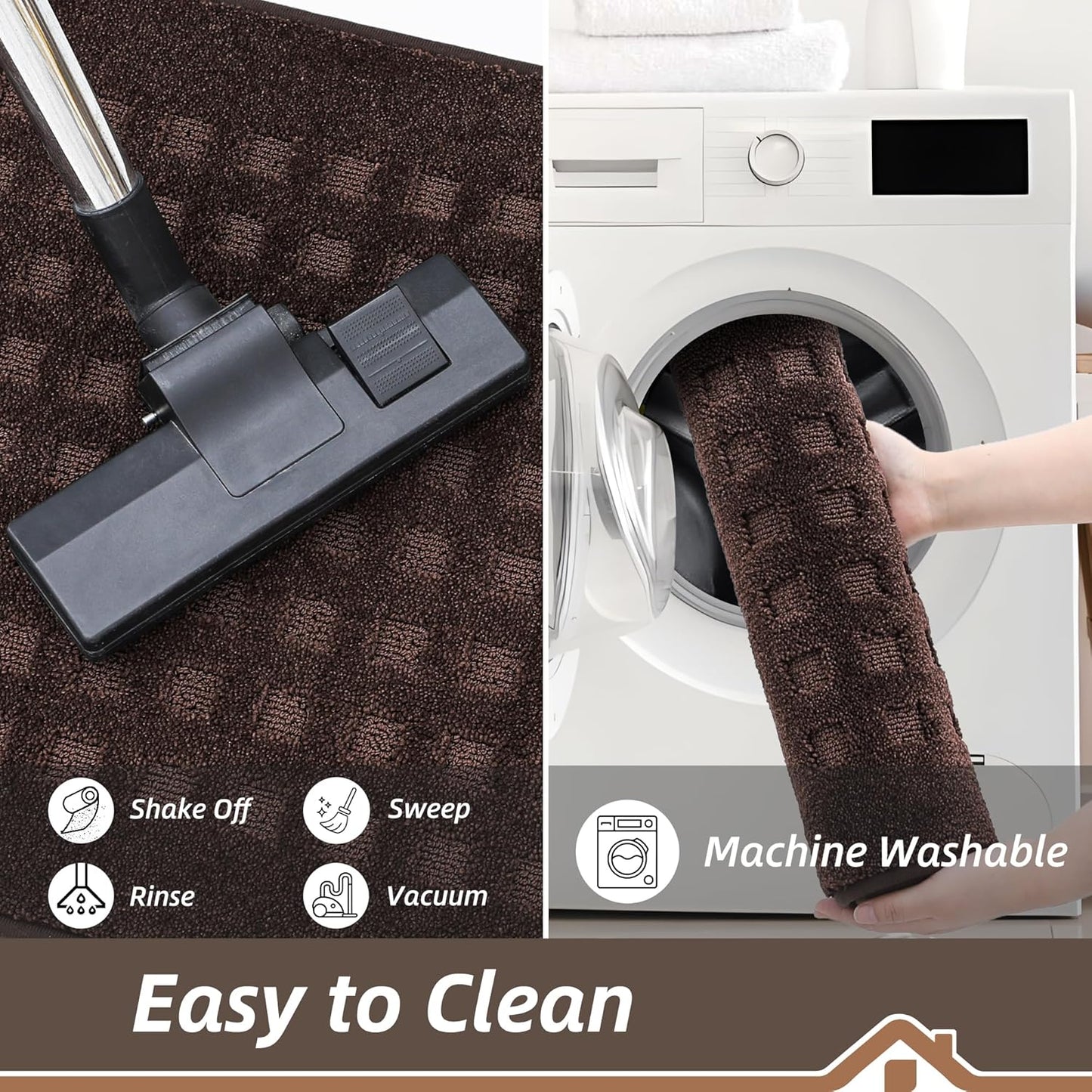 BEQHAUSE Waffle Door Mats Indoor 32"x48", Dog Mat for Muddy Paws Absorbent and Dirt Resist Floor Mats Non-Slip Washable Rugs for Entryway, Welcome Mat for Front Back Door, Muddy Wet Shoes, Dark Brown